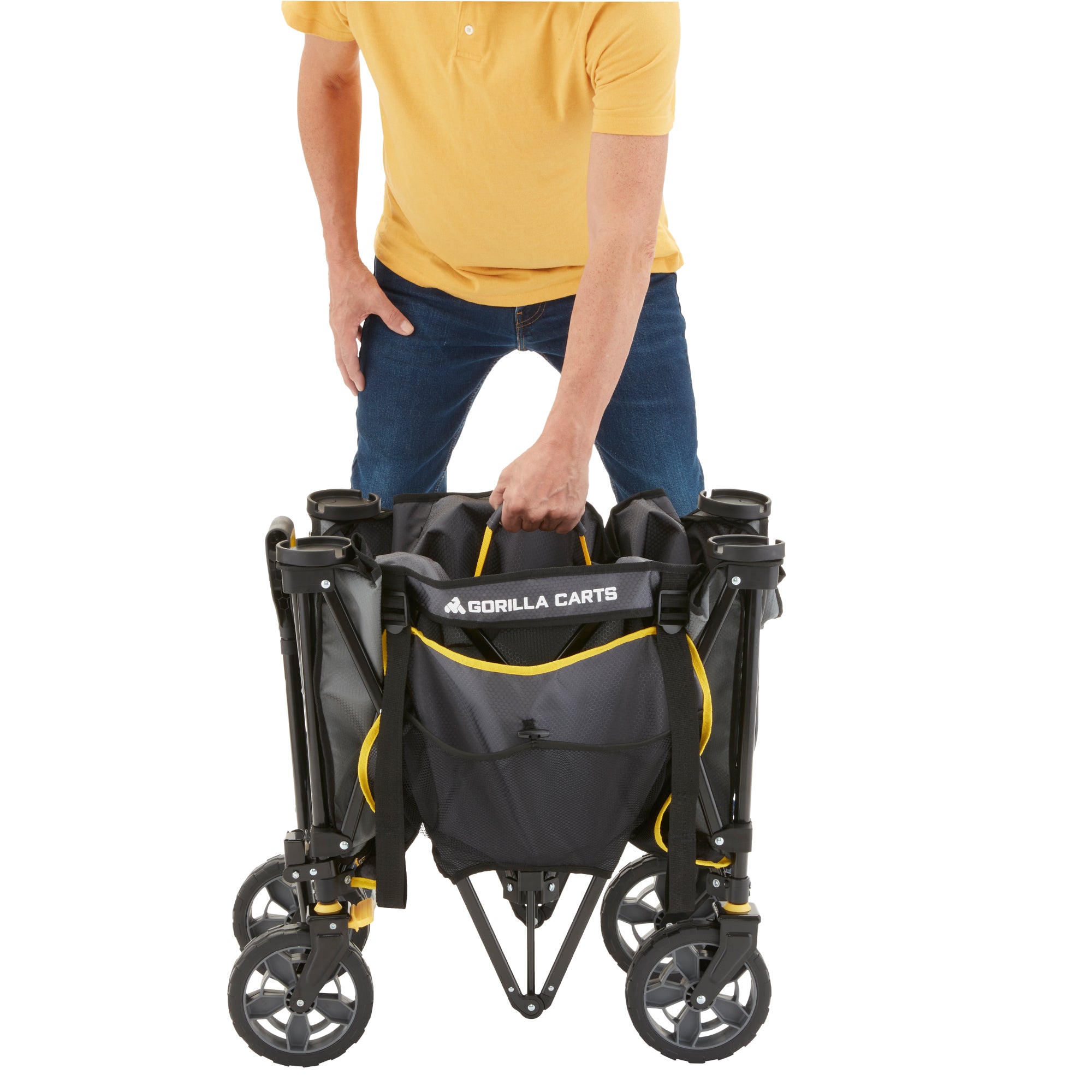 Gorilla Carts 7 Cubic Feet Foldable Utility Beach Wagon with Oversized Bed, Gray - Smart-nests