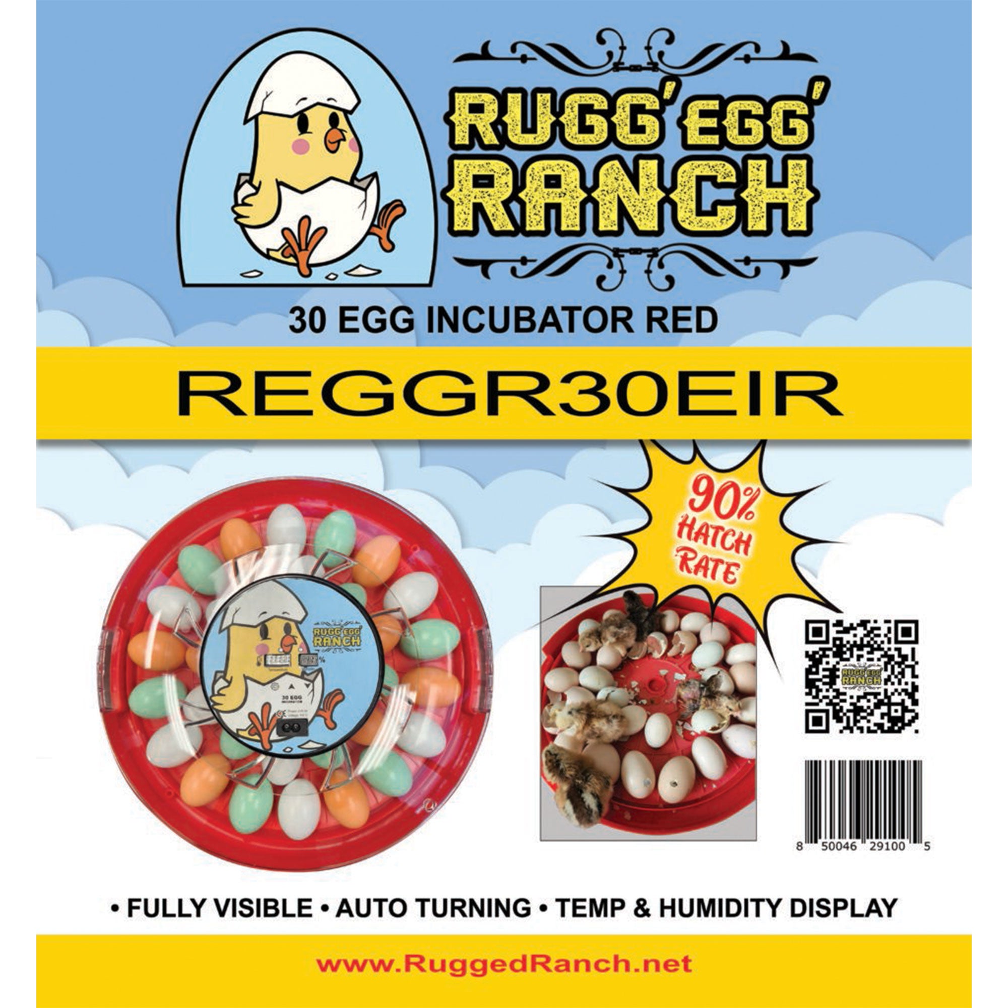 Rugg'EGG' Ranch 30 Egg Auto Turning Incubator w/Temperature & Humidity Display - Smart-nests
