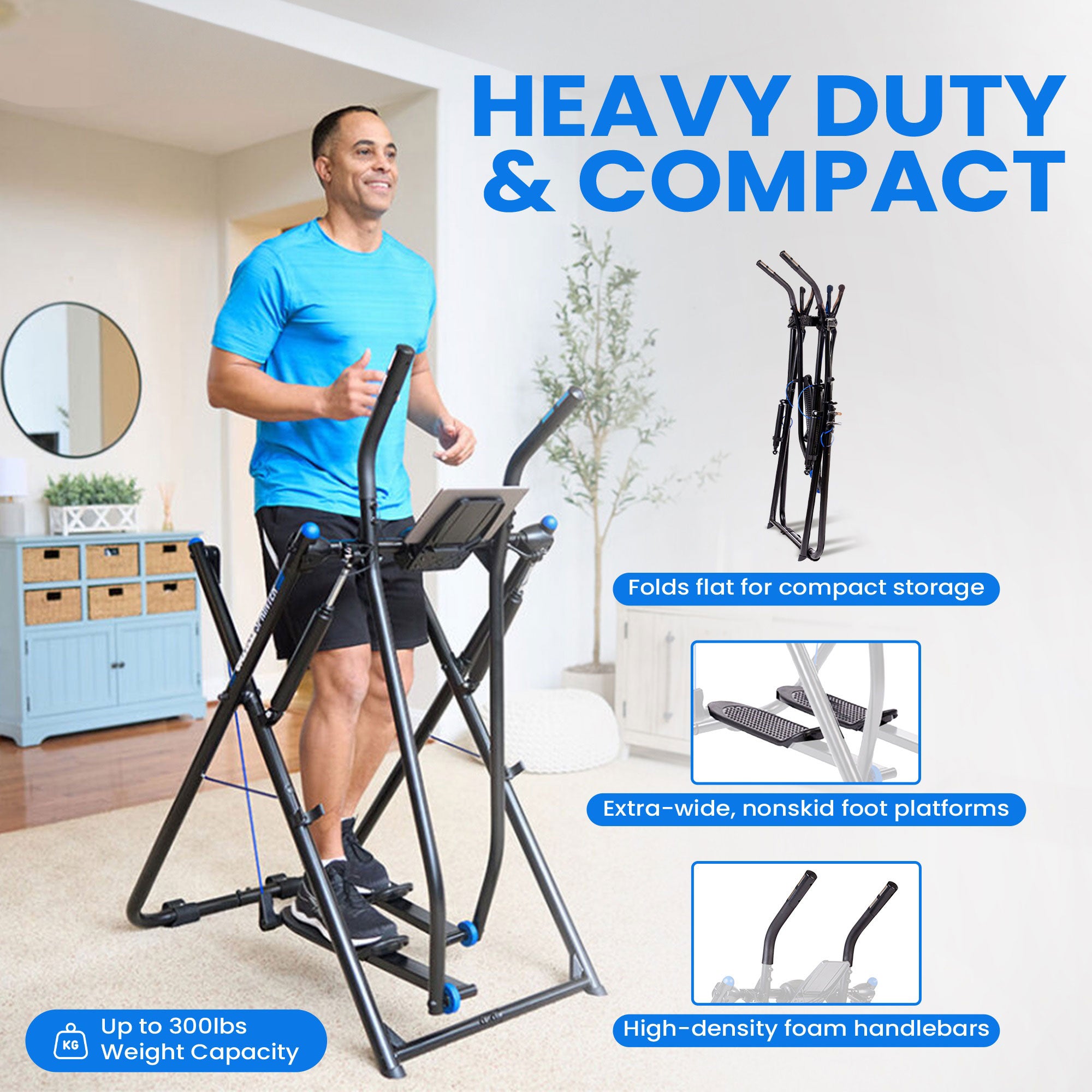 Gazelle Sprinter Low Impact Exercise Machine with Grip Pulse Fitness Tracker - Smart-nests
