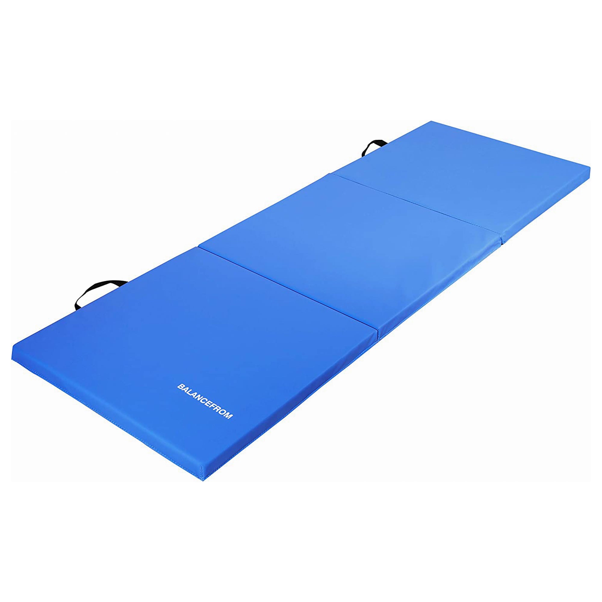 BalanceFrom Fitness GoGym 6' x 2' x 1.5" Folding 3 Panel Exercise Gym Mat, Blue - Smart-nests