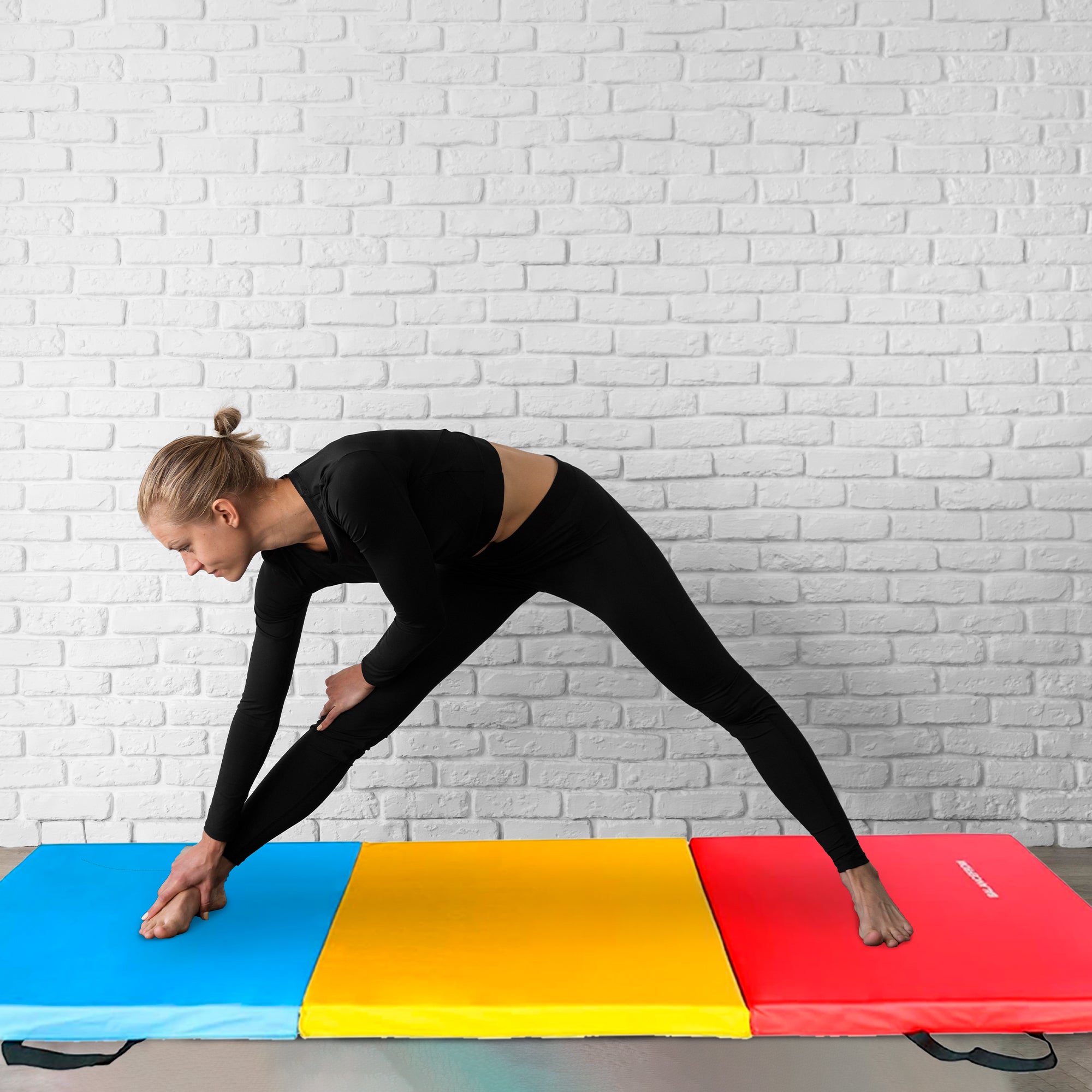 BalanceFrom Fitness GoGym 6x2ft Folding 3 Panel Exercise Mat w/Handles, Multi - Smart-nests