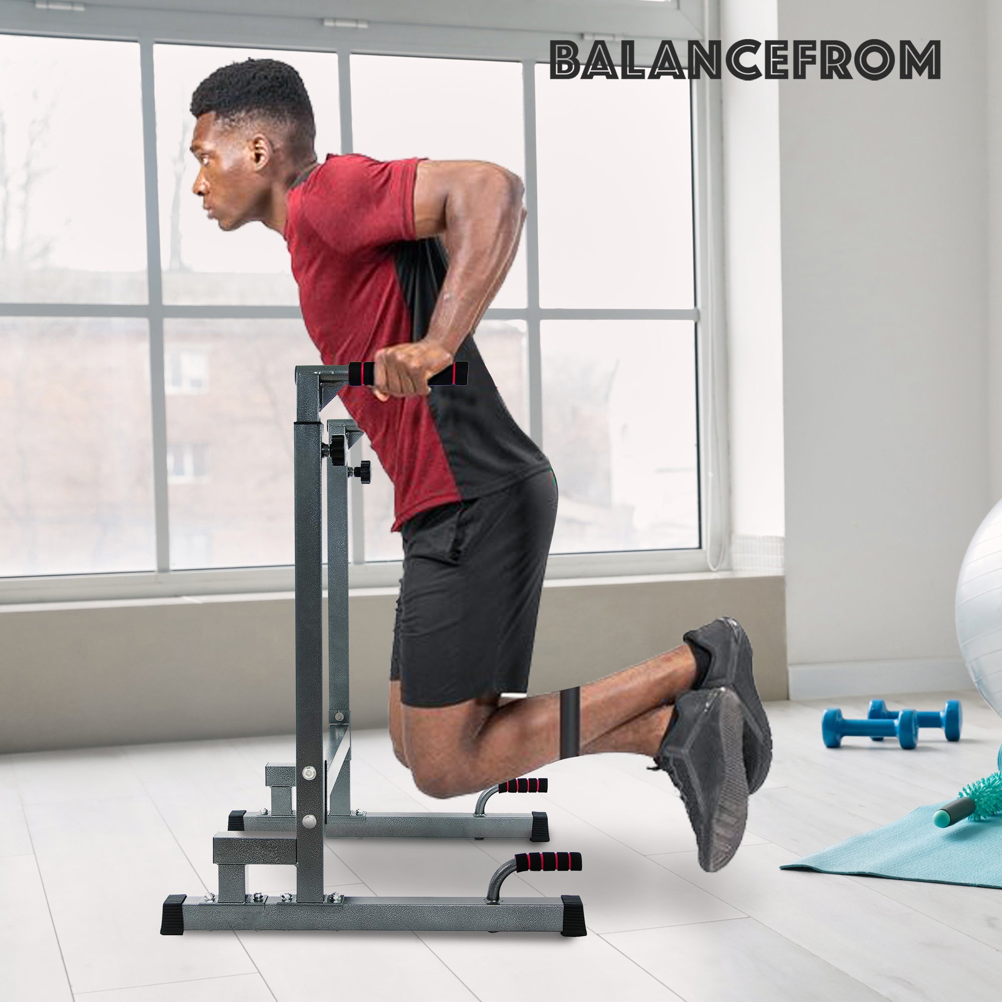 BalanceFrom Multi Function Home Gym Exercise Dip Stand, 500lb Capacity, Gray - Smart-nests