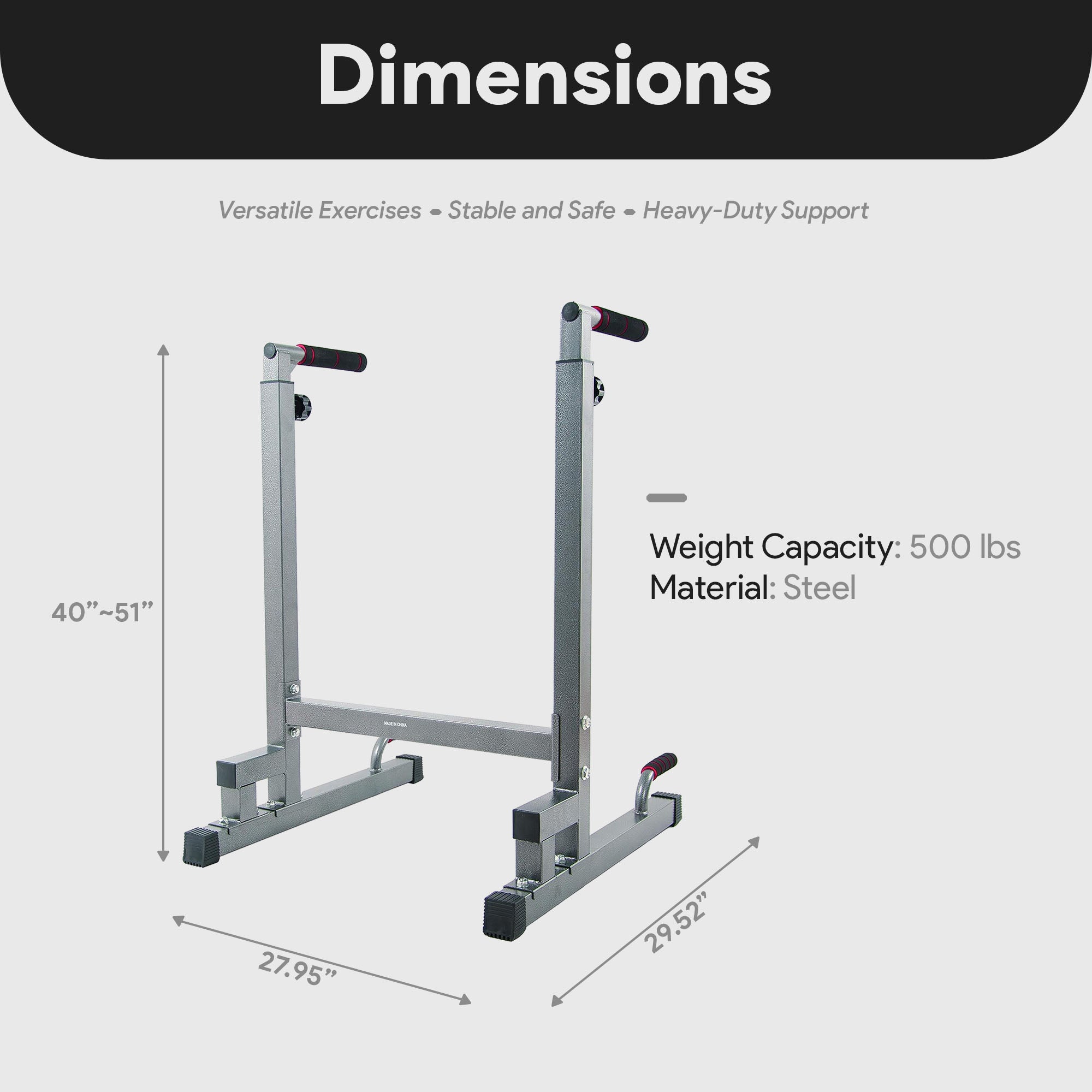 BalanceFrom Multi Function Home Gym Exercise Dip Stand, 500lb Capacity, Gray - Smart-nests