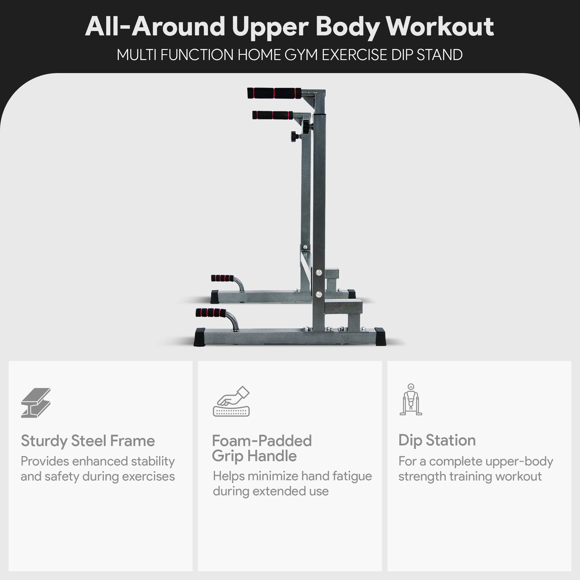 BalanceFrom Multi Function Home Gym Exercise Dip Stand, 500lb Capacity, Gray - Smart-nests