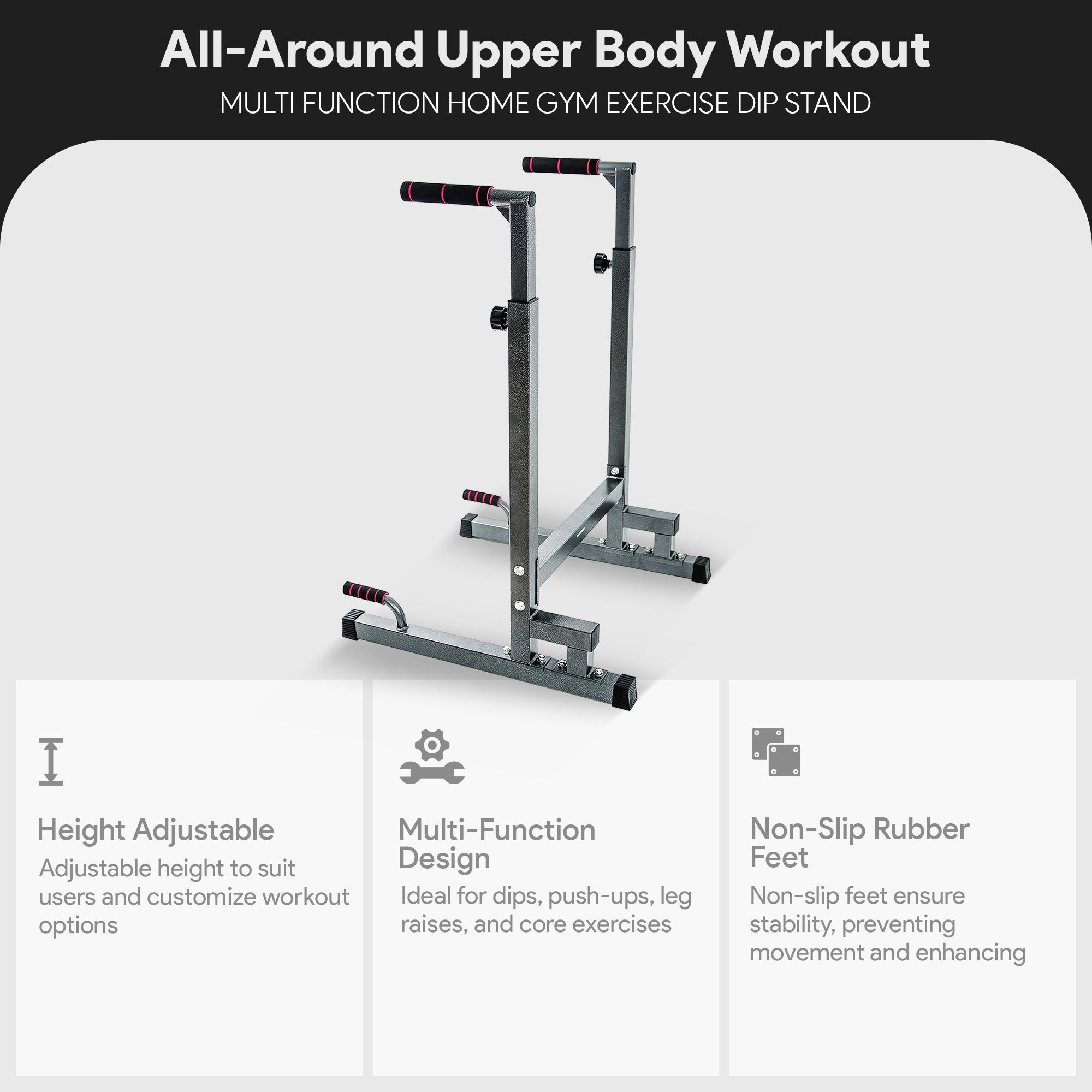 BalanceFrom Multi Function Home Gym Exercise Dip Stand, 500lb Capacity, Gray - Smart-nests