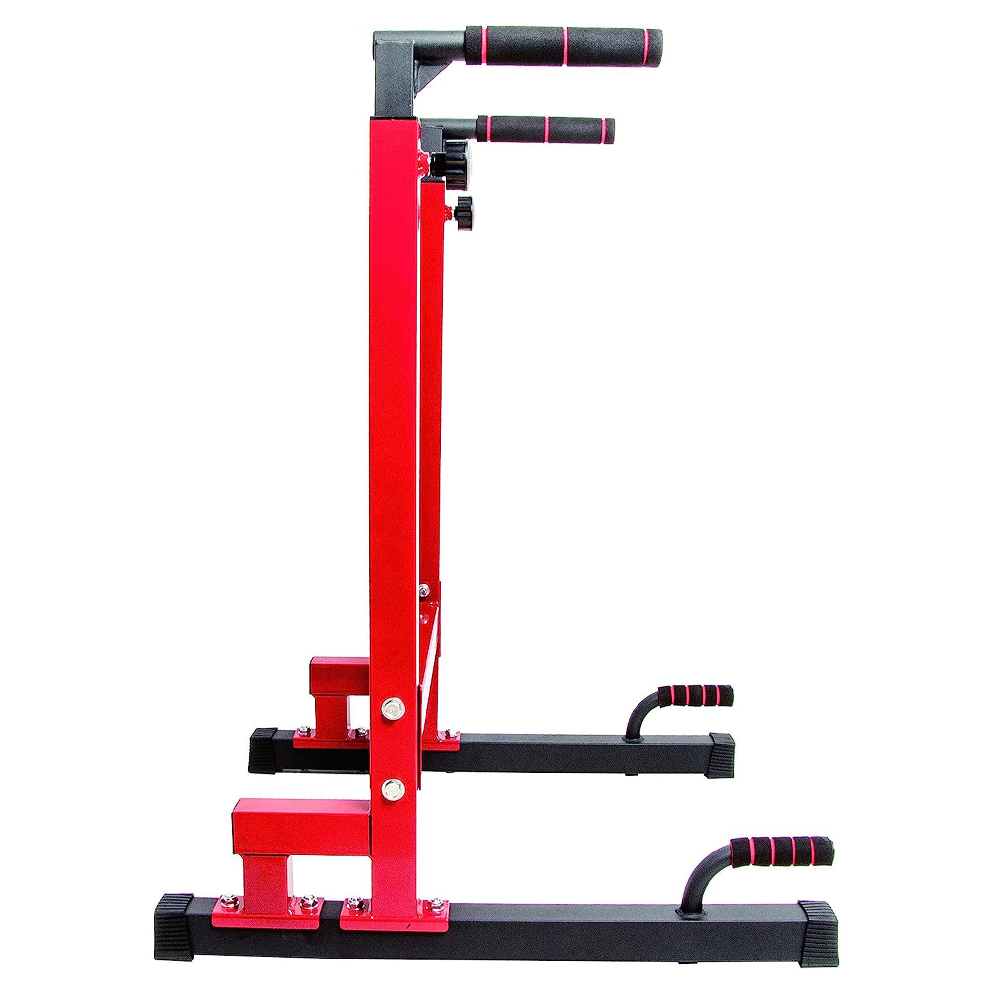 BalanceFrom Multi-Function Home Gym Exercise Dip Stand, 500lb Capacity, Red - Smart-nests