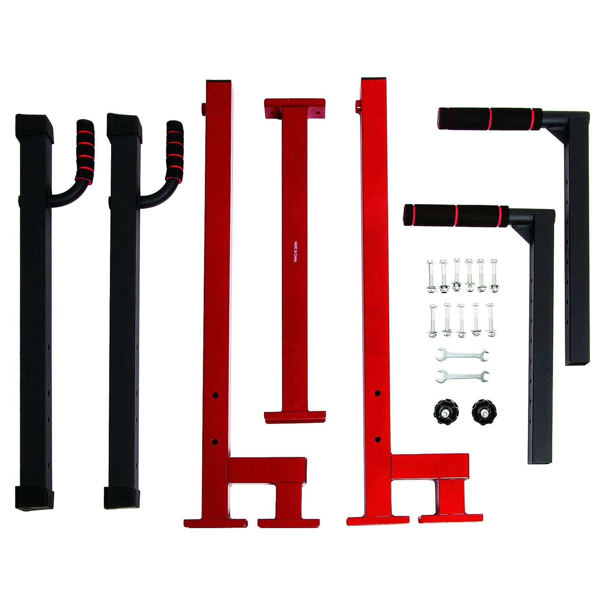 BalanceFrom Multi-Function Home Gym Exercise Dip Stand, 500lb Capacity, Red - Smart-nests