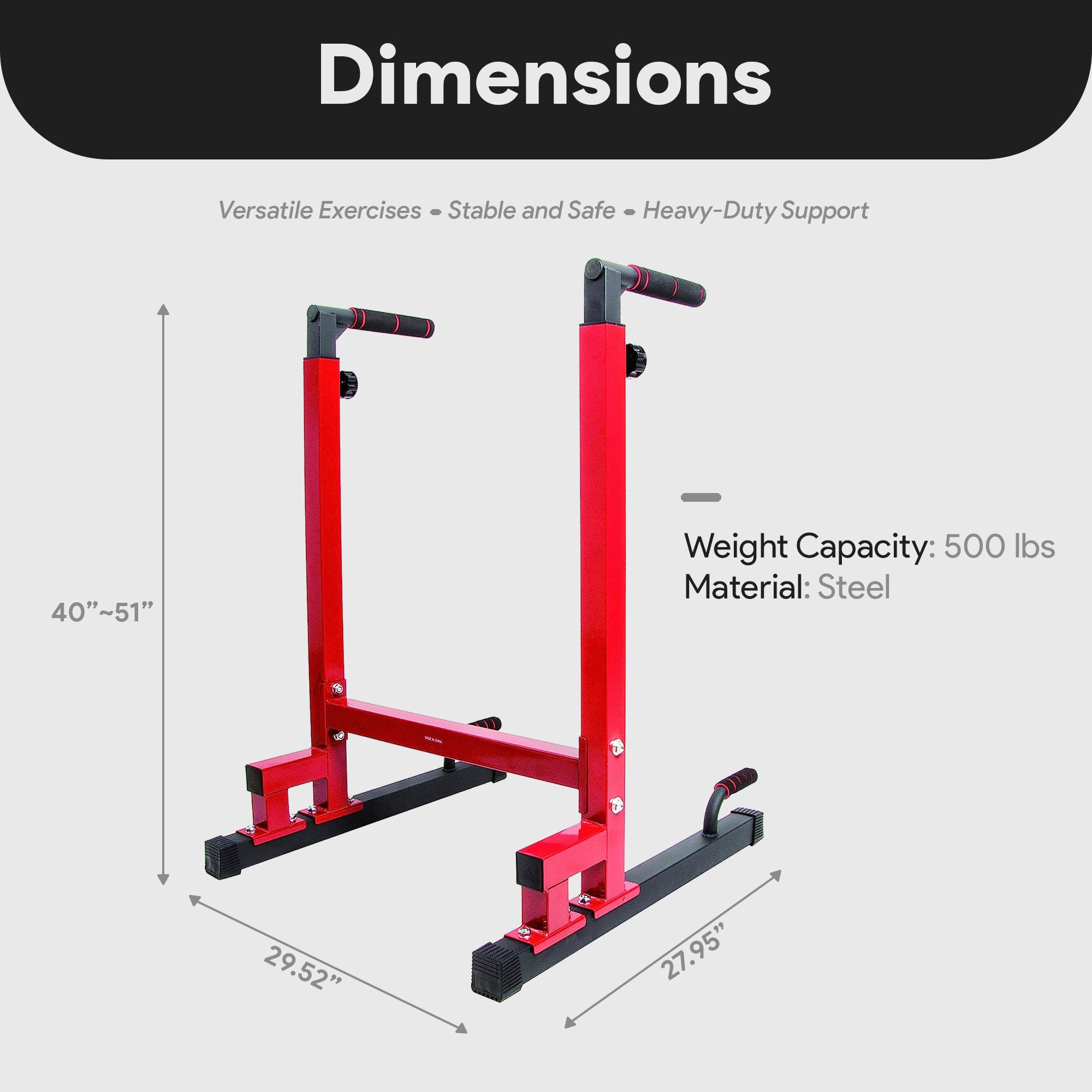 BalanceFrom Multi-Function Home Gym Exercise Dip Stand, 500lb Capacity, Red - Smart-nests