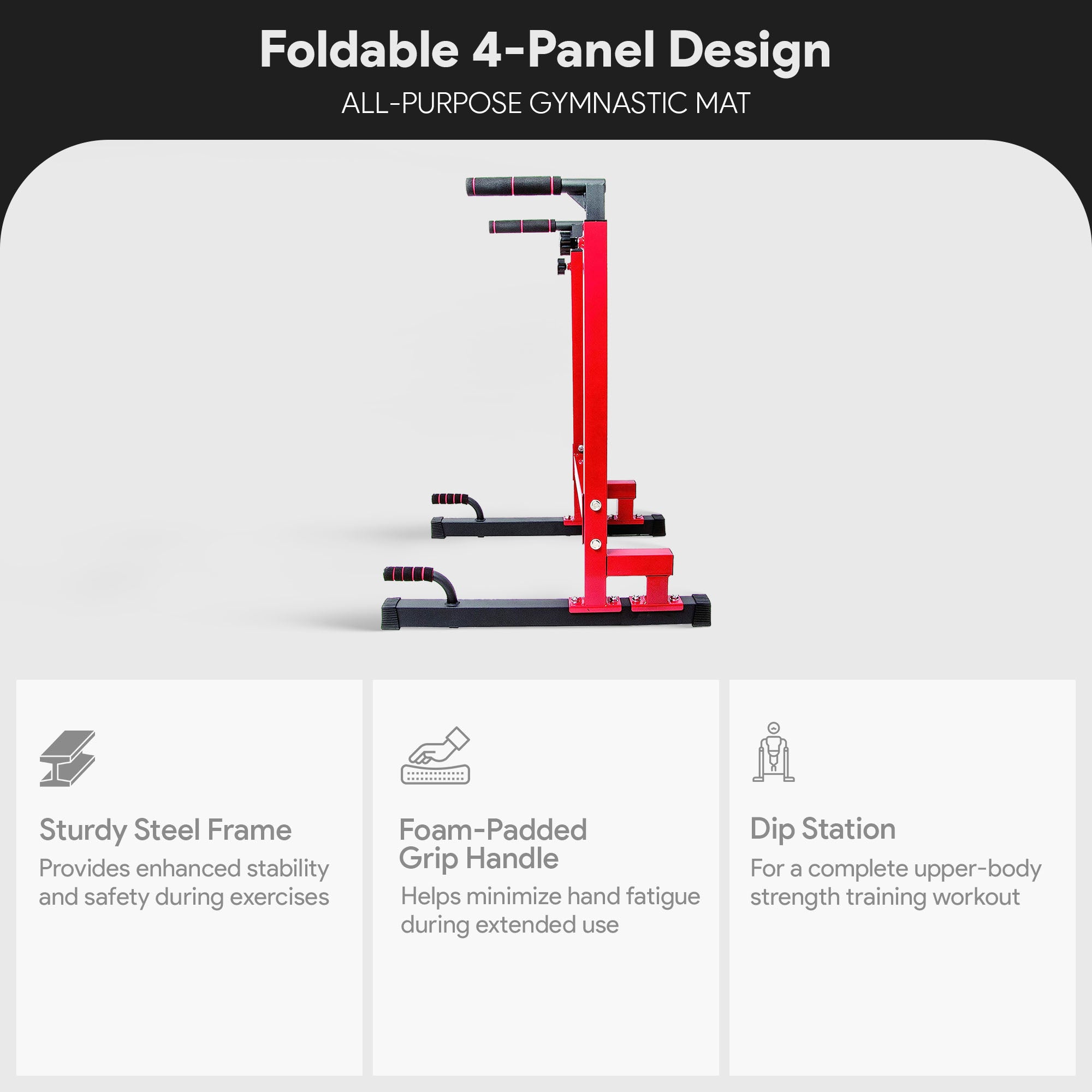 BalanceFrom Multi-Function Home Gym Exercise Dip Stand, 500lb Capacity, Red - Smart-nests