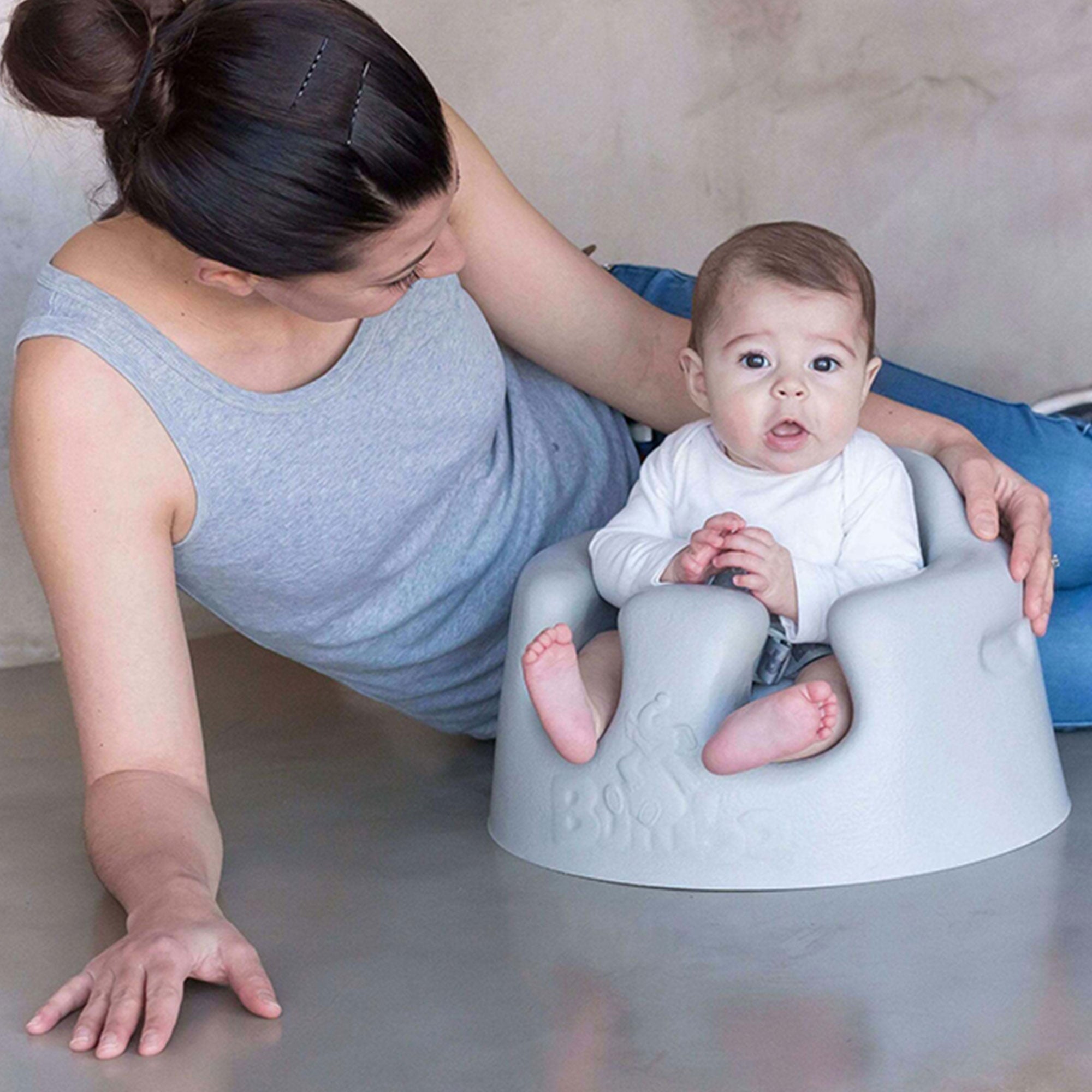 Bumbo Infant Soft Foam Floor Seat with 3 Point Adjustable Harness, Gray (2 Pack) - Smart-nests
