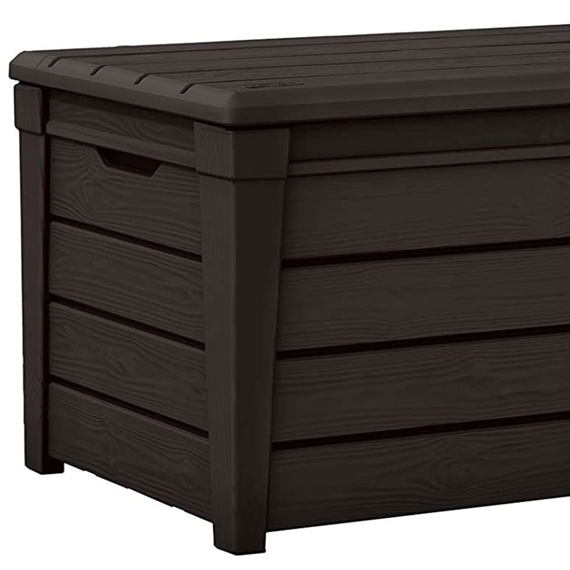 Keter Brightwood Weatherproof Resin Patio Deck Storage Box Bench, Brown (2 Pack) - Smart-nests