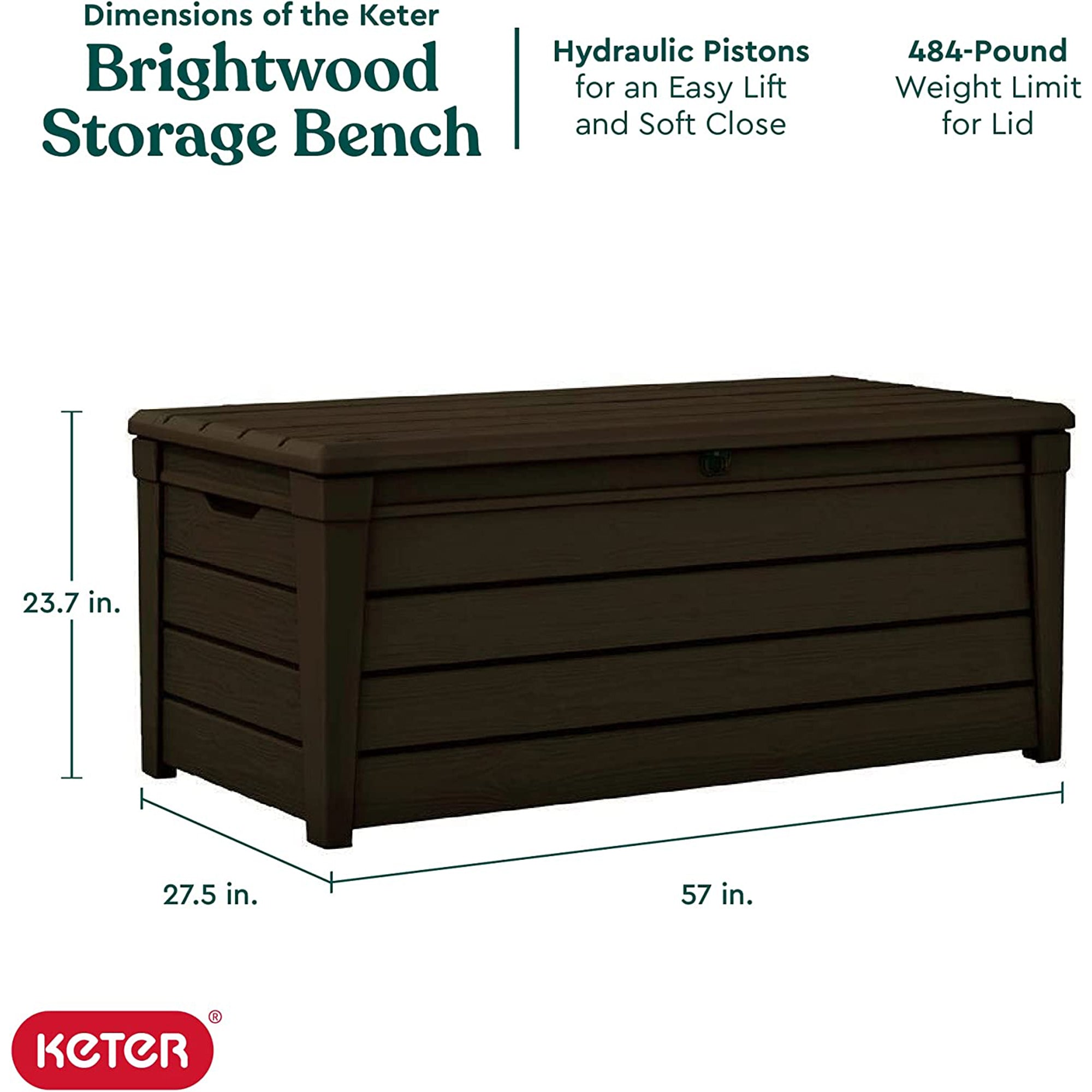 Keter Brightwood Weatherproof Resin Patio Deck Storage Box Bench, Brown (2 Pack) - Smart-nests