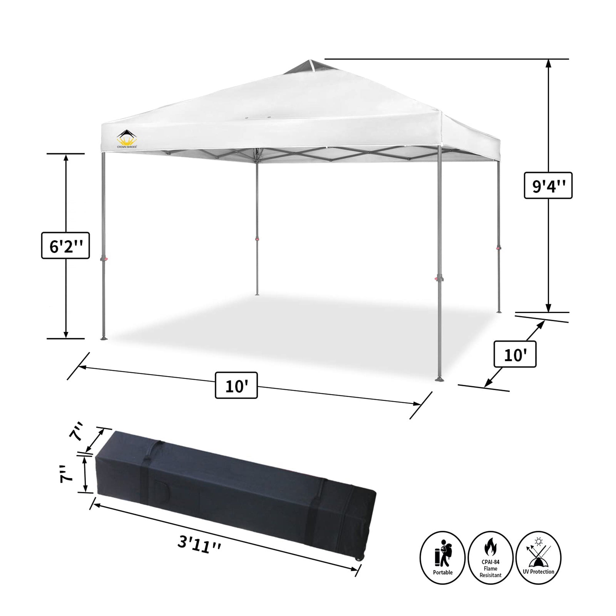 10 x 10 Foot Instant Pop Up Folding Shade Canopy w/Carry Bag, White (Used) - Smart-nests