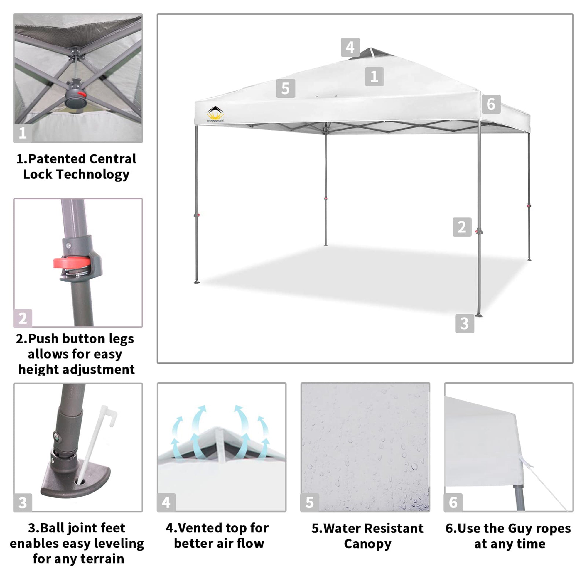 10 x 10 Foot Instant Pop Up Folding Shade Canopy w/Carry Bag, White (Used) - Smart-nests