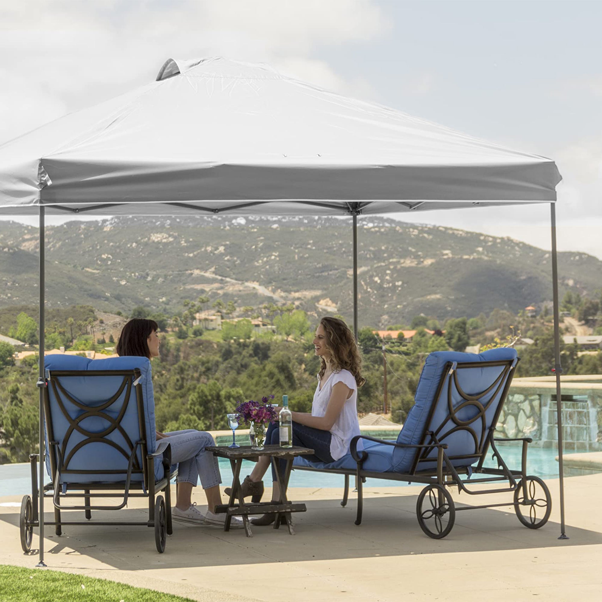 10 x 10 Foot Instant Pop Up Folding Shade Canopy w/Carry Bag, White (Used) - Smart-nests