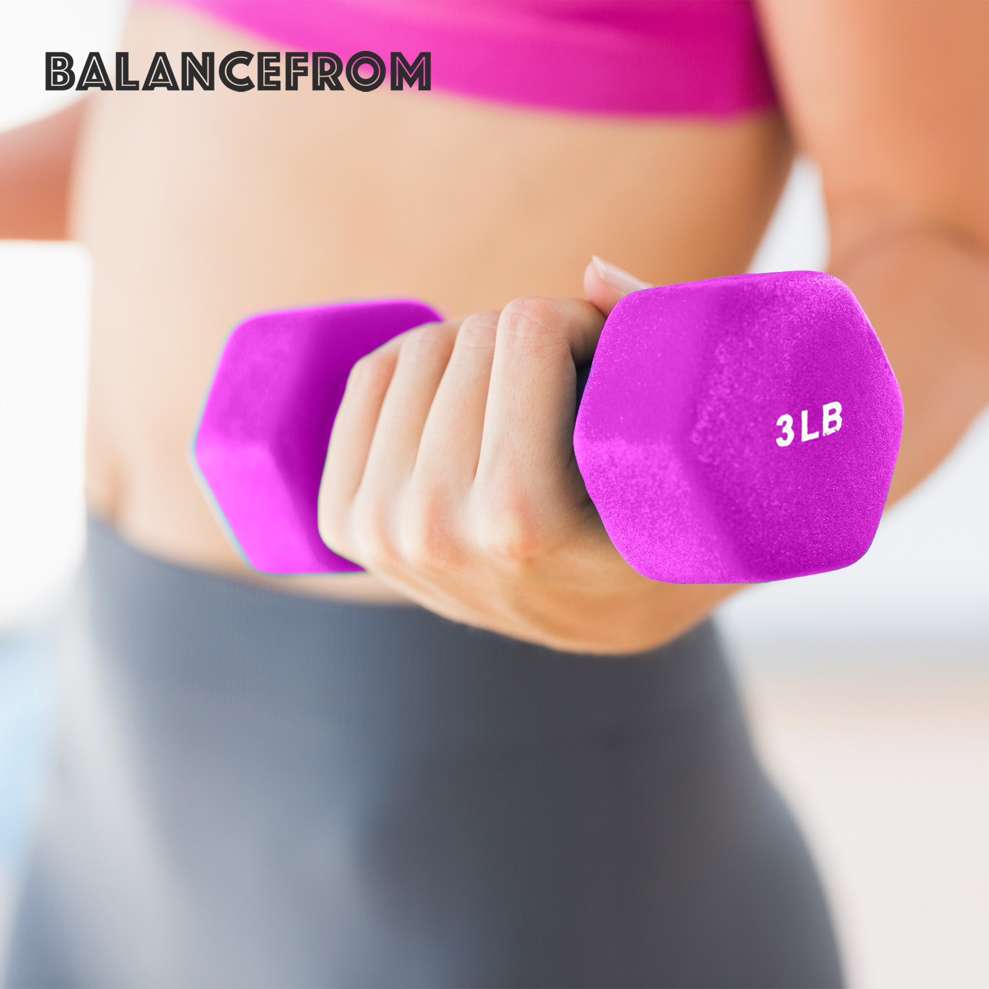 BalanceFrom Fitness 2, 3, and 5 Pound Neoprene Coated Dumbbell Set with Stand - Smart-nests