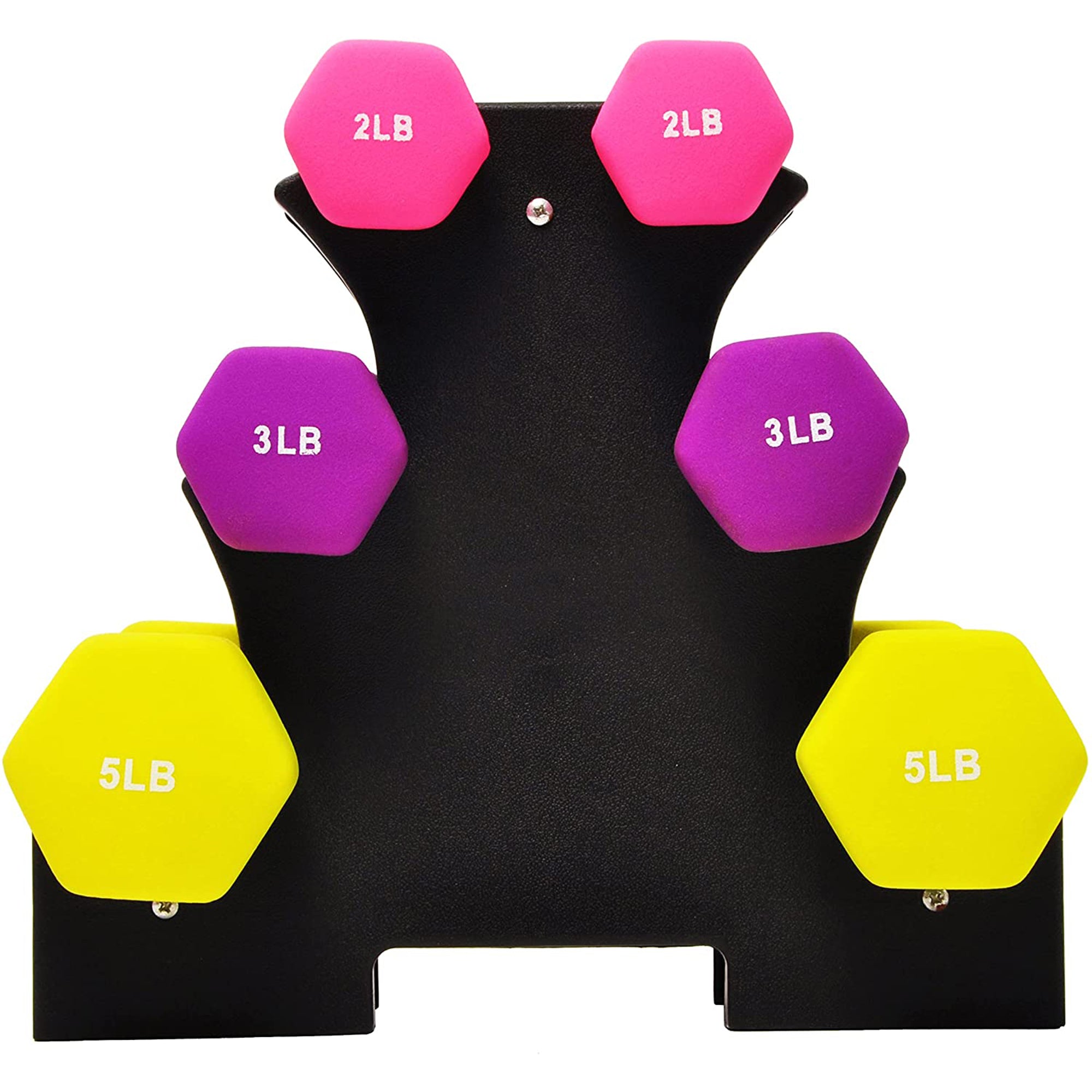 BalanceFrom Fitness 2, 3, and 5 Pound Neoprene Coated Dumbbell Set with Stand - Smart-nests