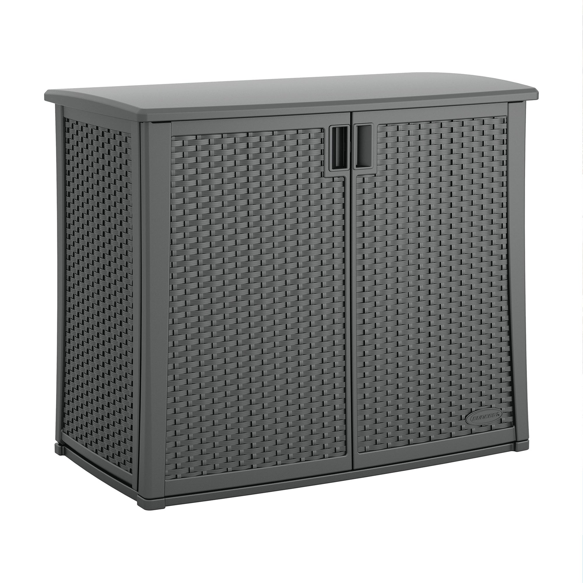 Suncast Lockable Outdoor Cabinet Deck Storage Box w/ Adjustable Shelf, Cool Gray - Smart-nests