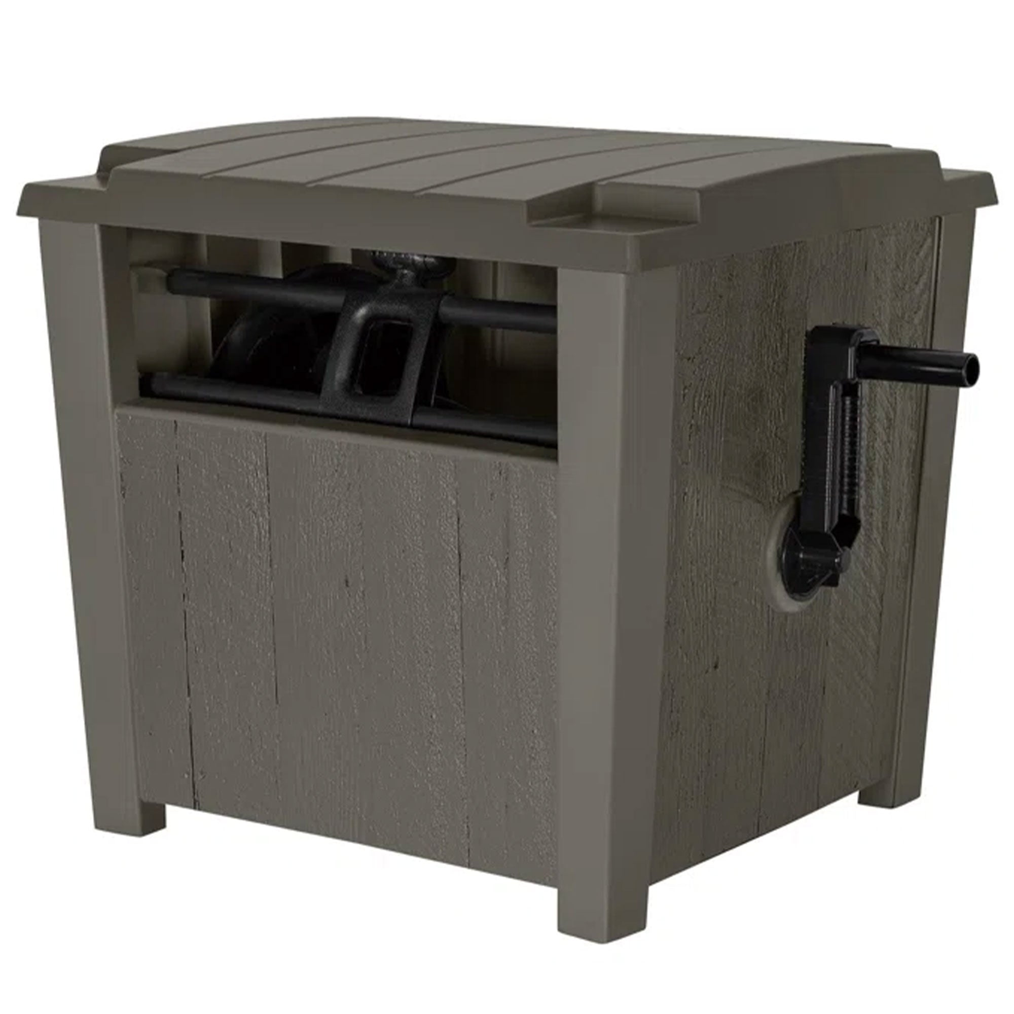 Suncast Farmington Hideaway Outdoor Garden Hose Storage Pot Container, Stoney - Smart-nests