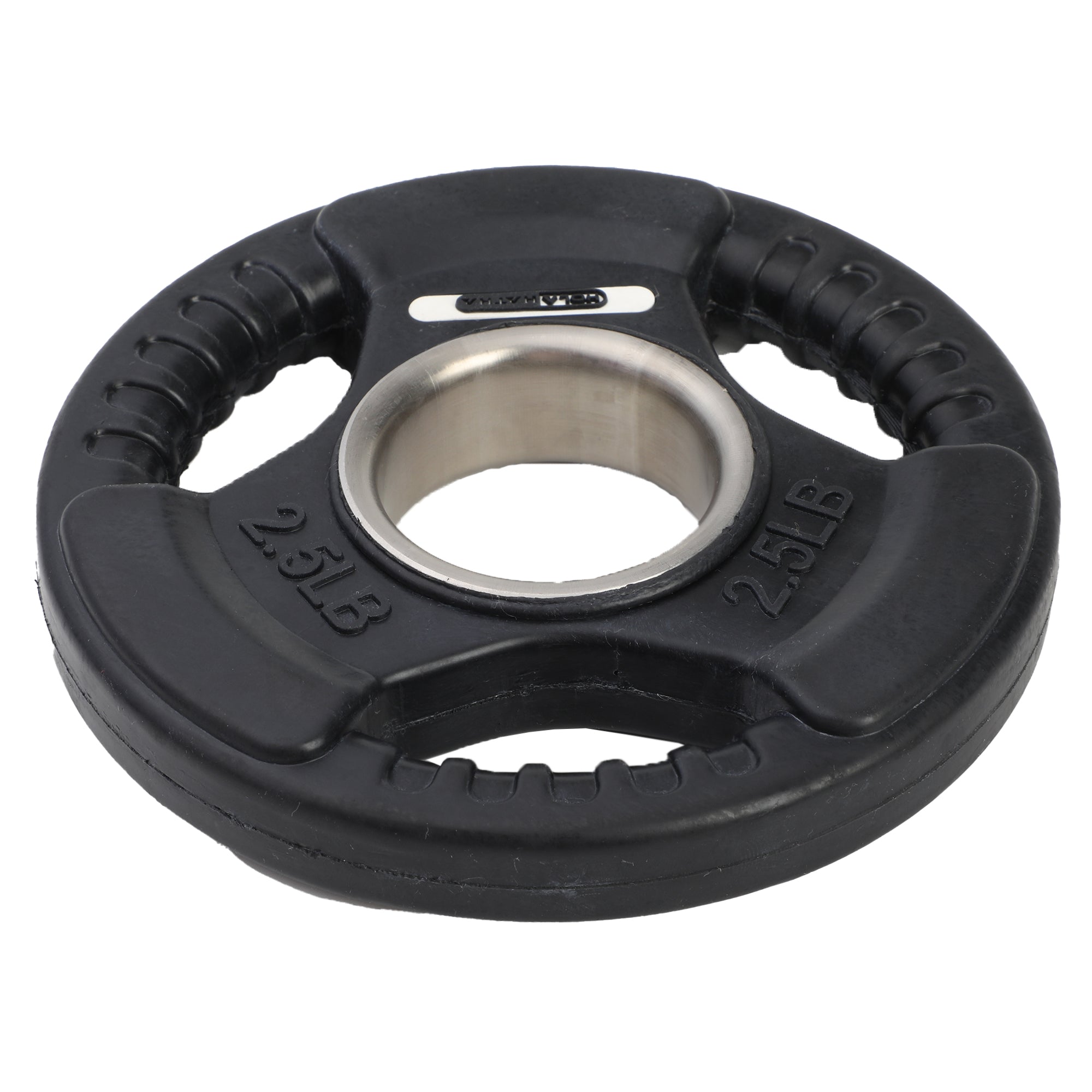 HolaHatha 2.5 Pound Olympic Rubber Coated Weight Plate w/Tri Grip Handle, Black - Smart-nests