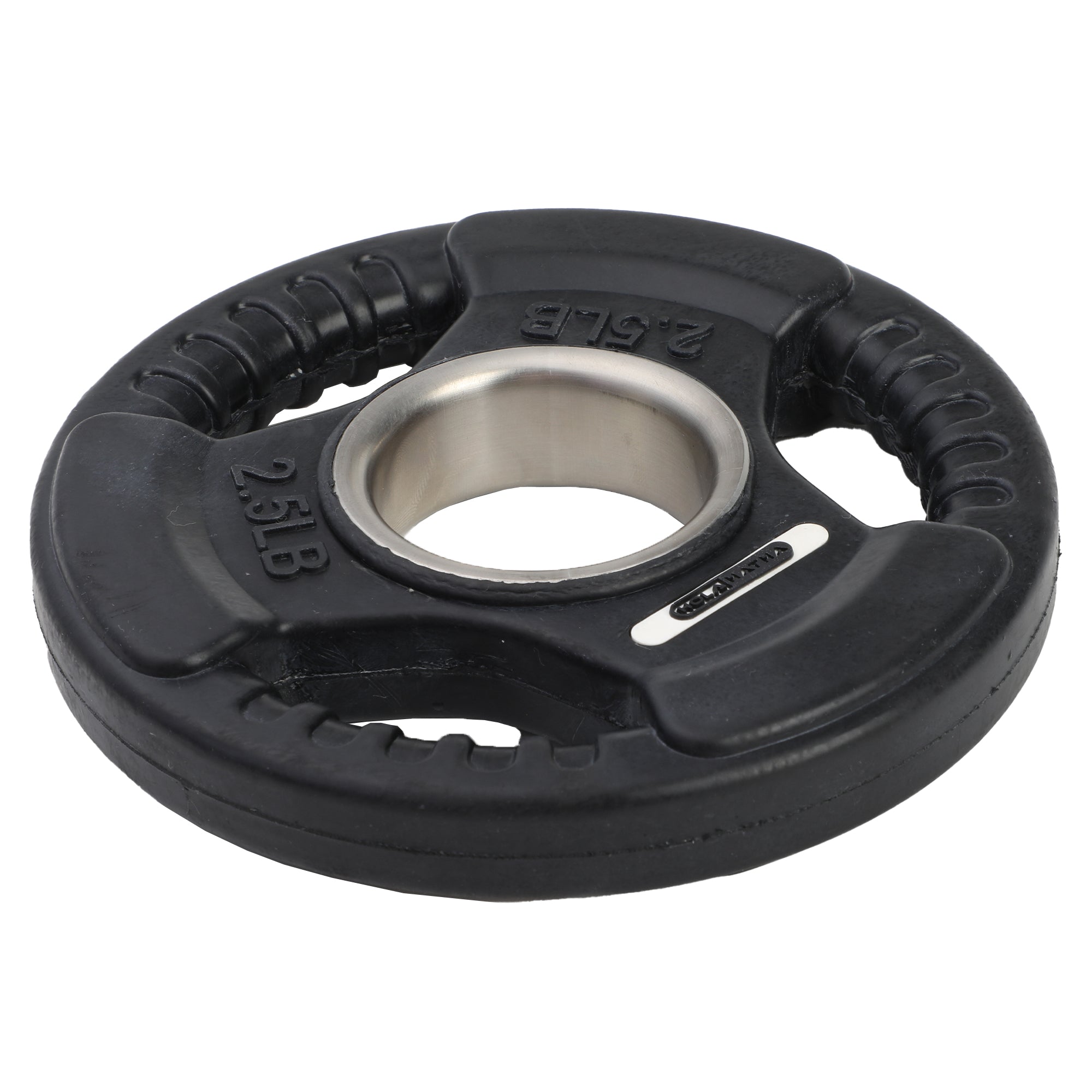 HolaHatha 2.5 Pound Olympic Rubber Coated Weight Plate w/Tri Grip Handle, Black - Smart-nests
