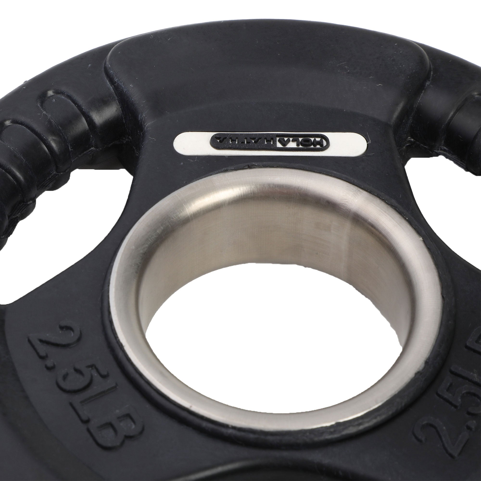 HolaHatha 2.5 Pound Olympic Rubber Coated Weight Plate w/Tri Grip Handle, Black - Smart-nests