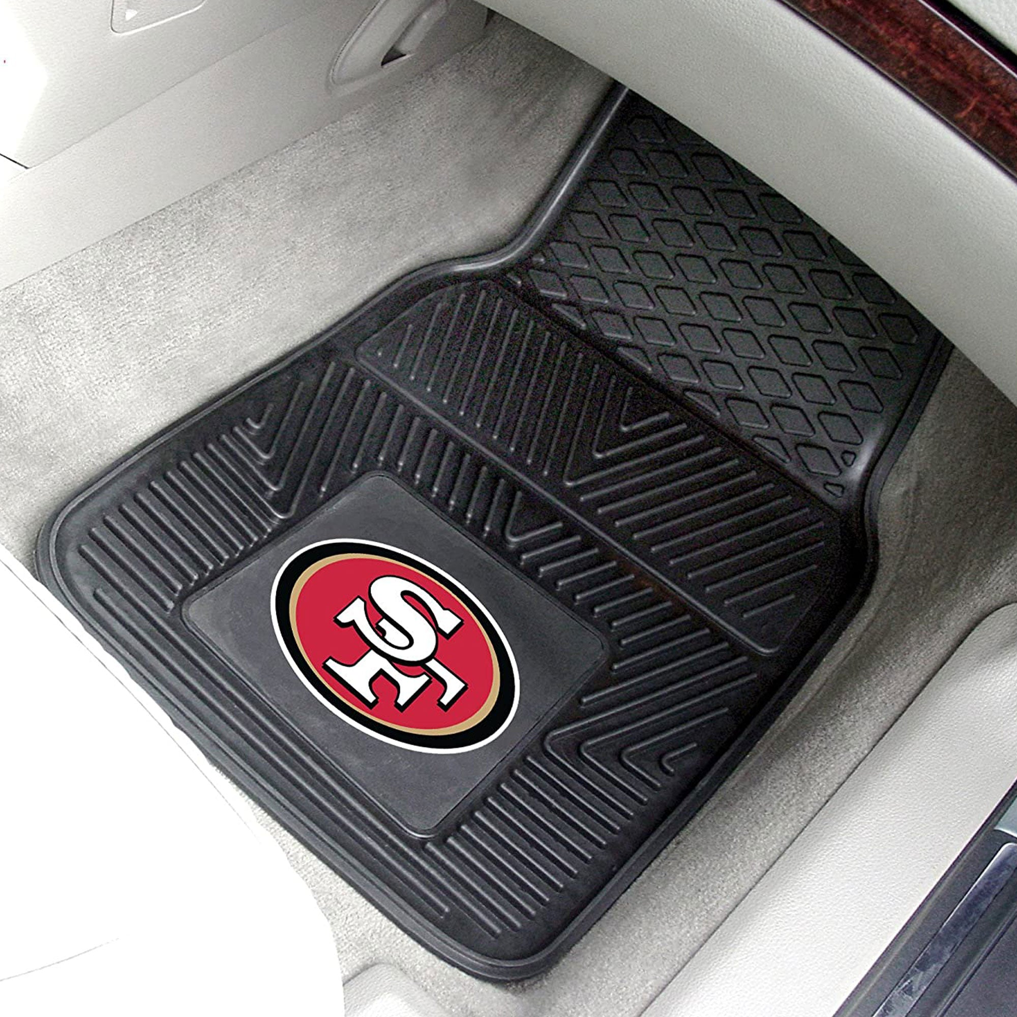 Fanmats 27 x 17" Vinyl Front Row Car Floor Mat 2 Piece Set, San Francisco 49ers - Smart-nests