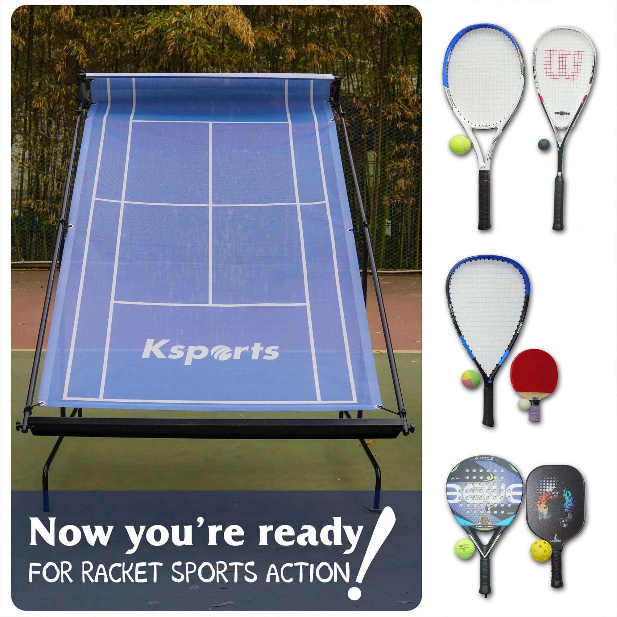 Ksports Portable Indoor Outdoor Weatherproof Tennis Rebounder Net with Carry Bag - Smart-nests