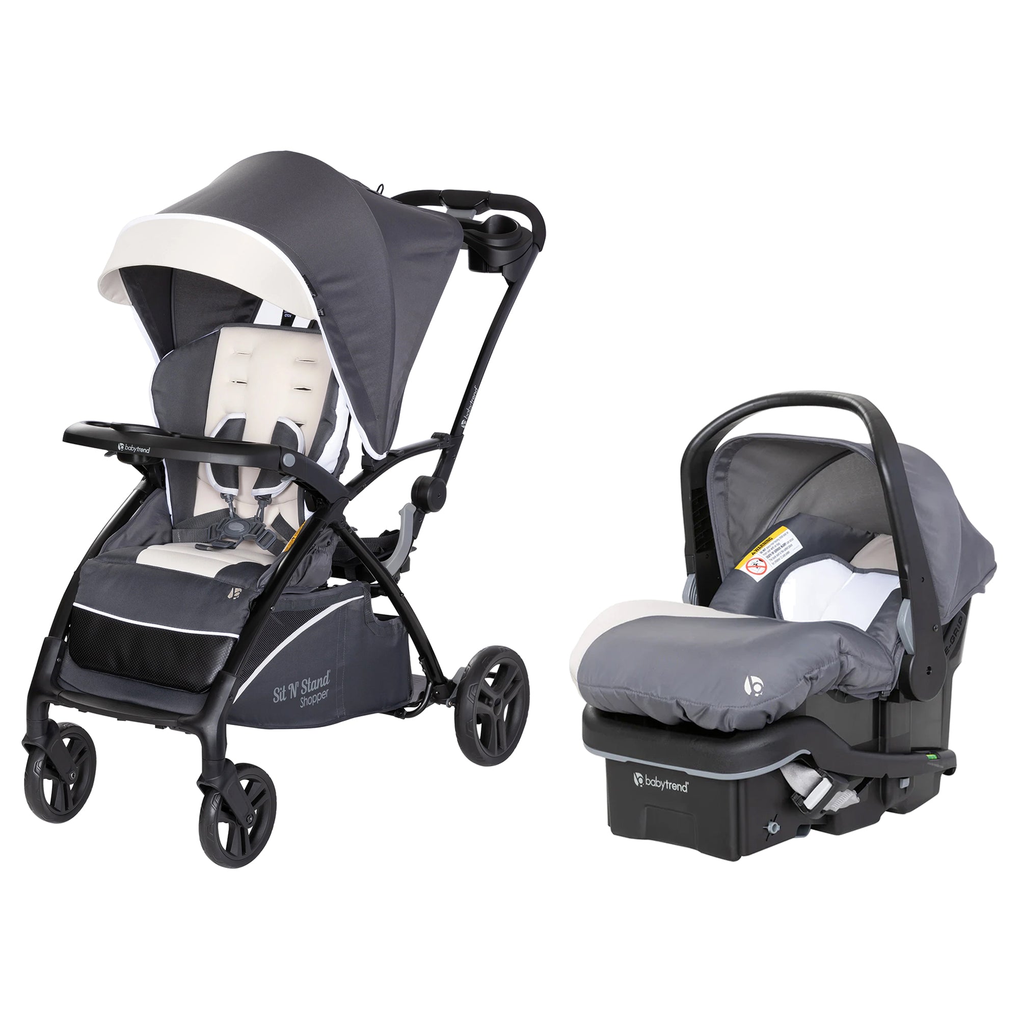 Baby Trend Sit N' Stand 5-in-1 Stroller & EZ-Lift Plus Infant Car Seat, Magnolia - Smart-nests