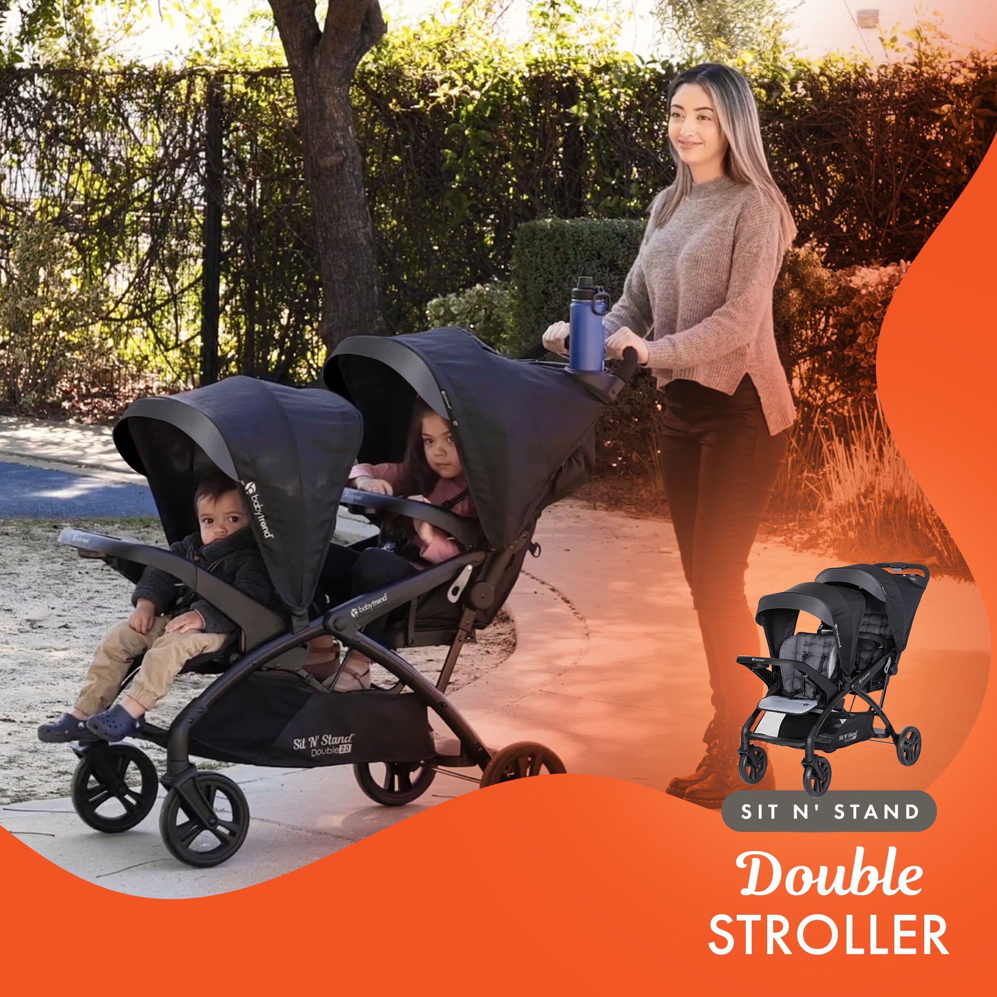 Baby Trend Sit N Stand Double Stroller with EZ-Lift Plus Infant Car Seat, Stormy - Smart-nests