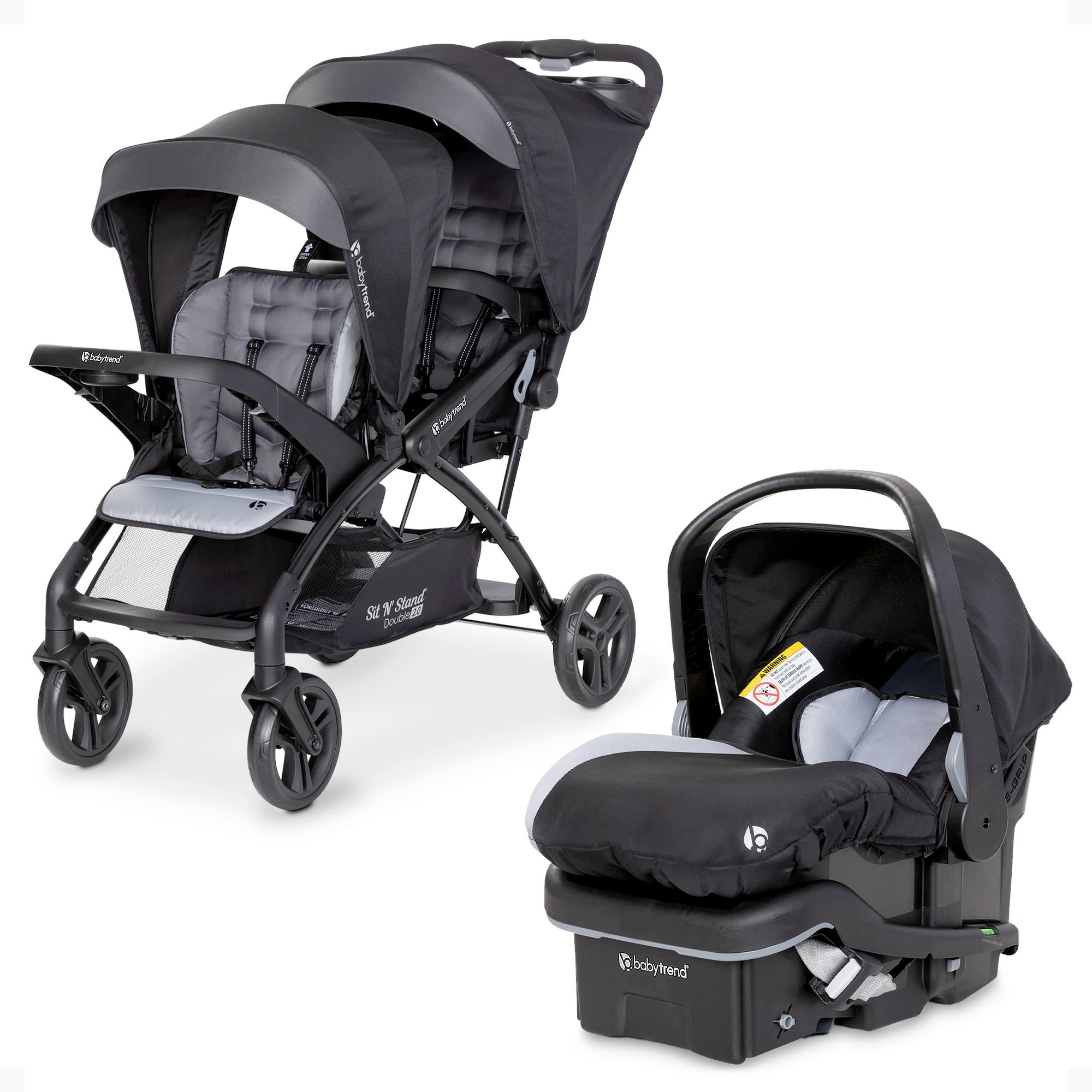 Baby Trend Sit N Stand Double Stroller with EZ-Lift Plus Infant Car Seat, Stormy - Smart-nests