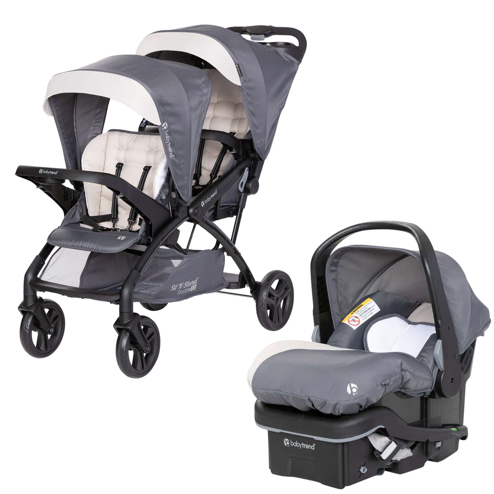 Baby Trend Sit N' Stand Double Stroller w/EZ-Lift Plus Infant Car Seat, Magnolia - Smart-nests