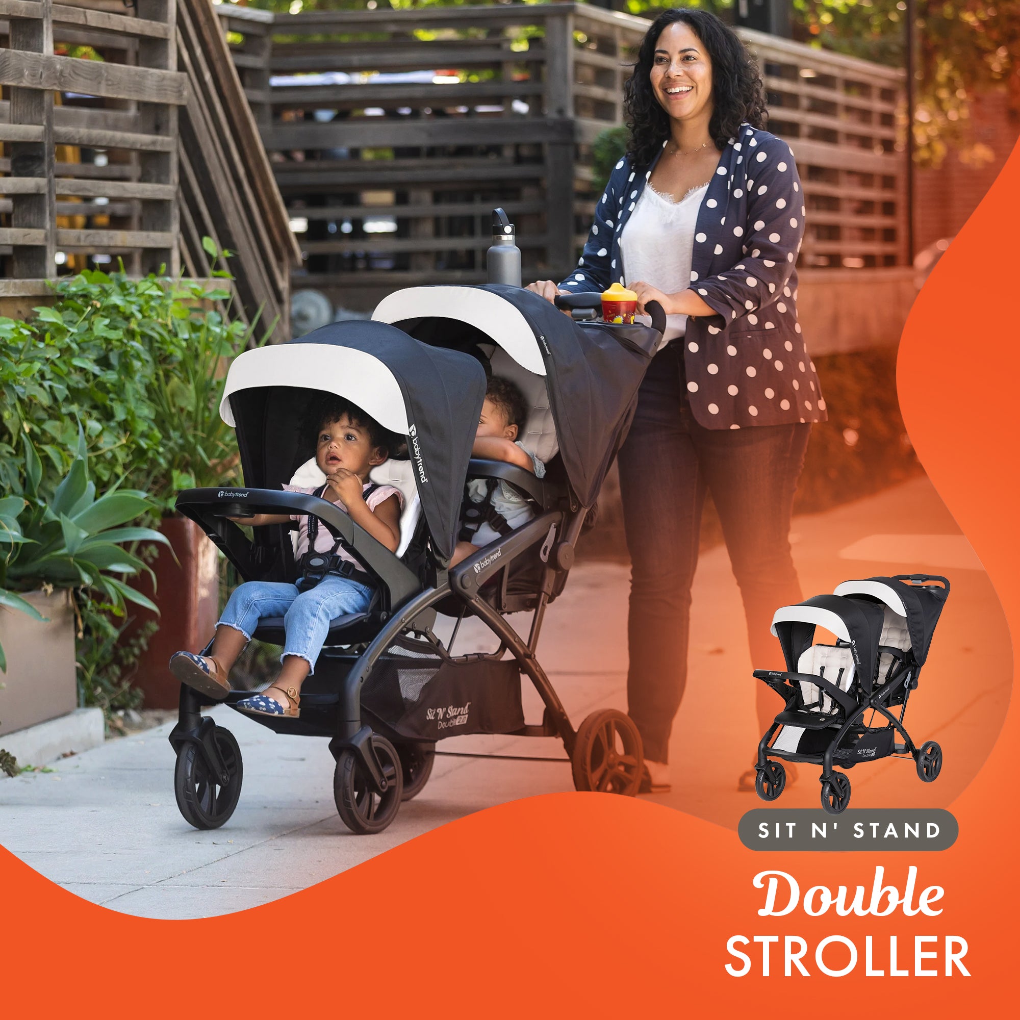 Baby Trend Sit N' Stand Double Stroller with EZ-Lift Plus Infant Car Seat, Khaki - Smart-nests