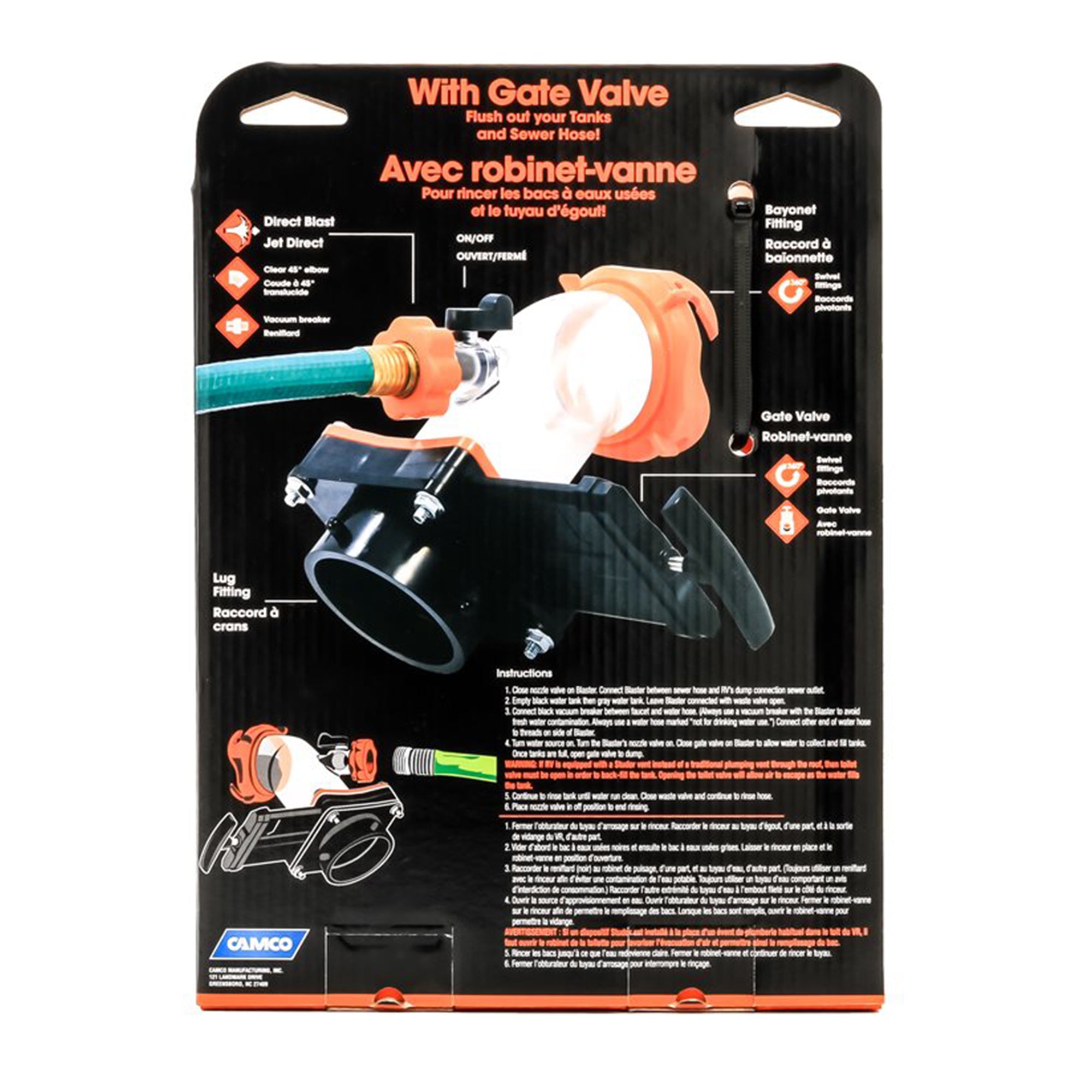 Camco Rhino Blaster Pro Clear Elbow RV Trailer Holding Tank Rinser w/Gate Valve - Smart-nests