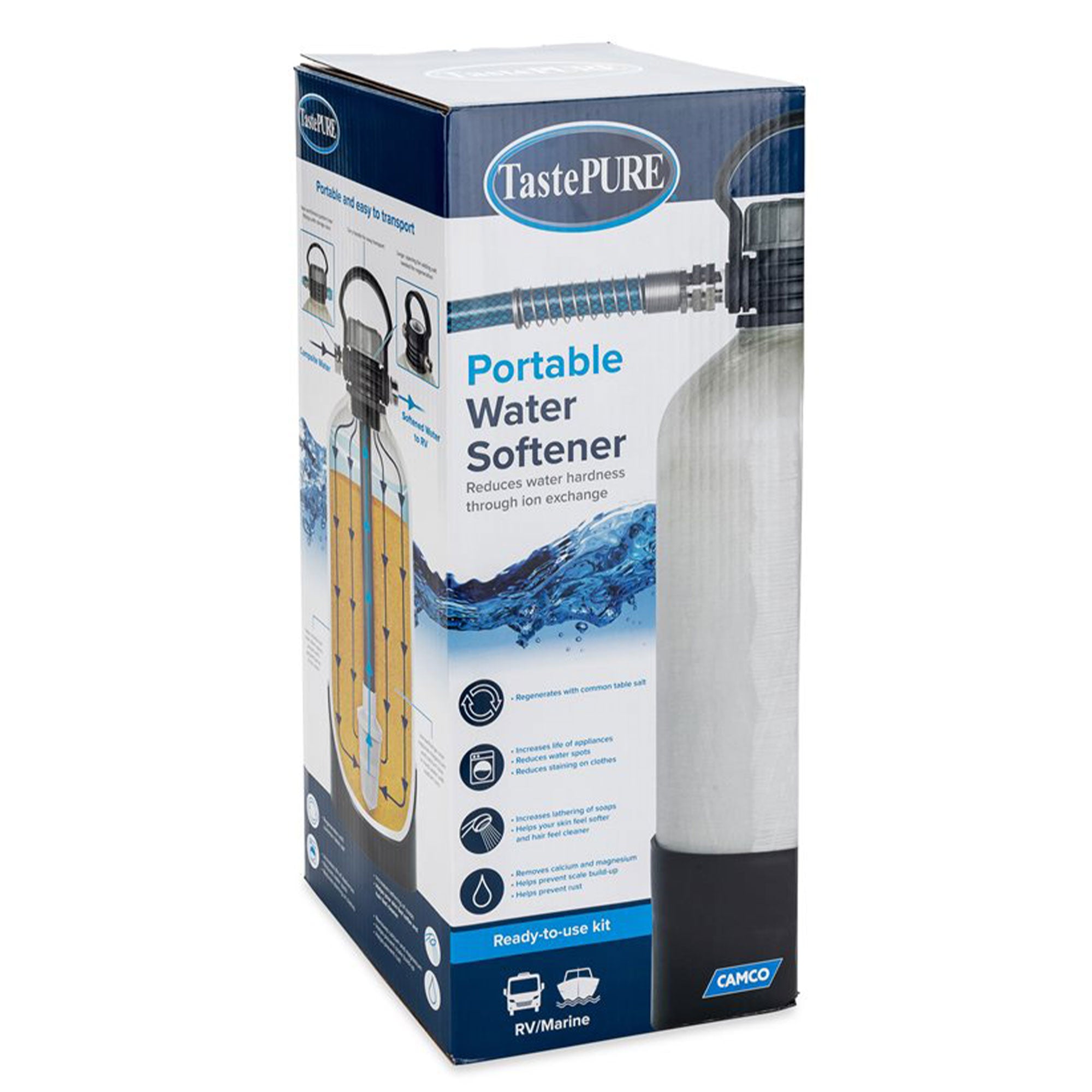 Camco TastePURE Portable Compact 4 GPM Hard Water Softener Kit for RV and Boat - Smart-nests