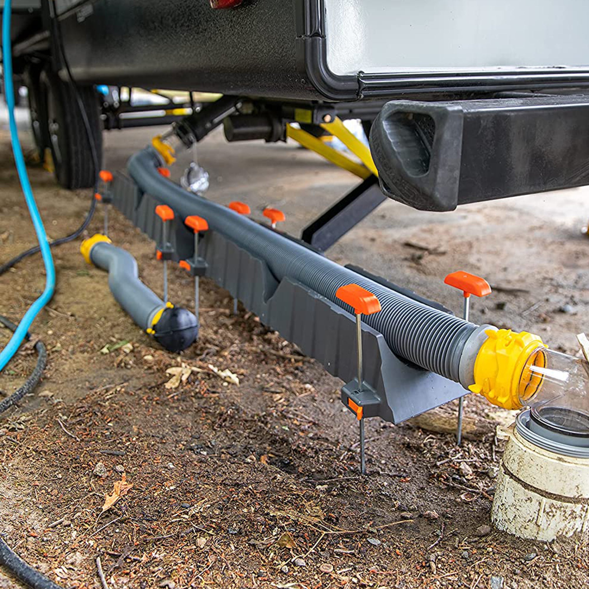 Camco 43071 Adjustable Stackable Sewer Hose Drain Support Kit for RV (6 Troughs) - Smart-nests