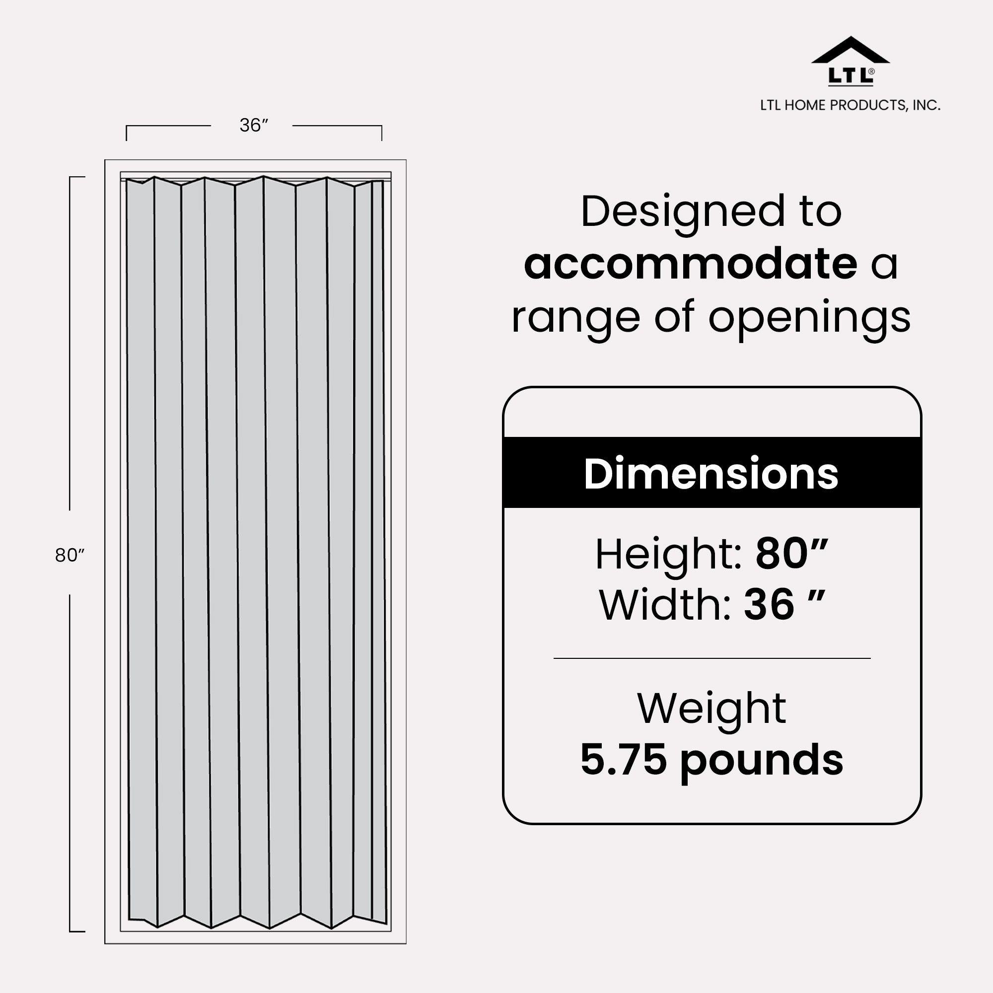 LTL Home Products Via 36" x 80" Vinyl Hinged Single Folding Door, Fruitwood - Smart-nests