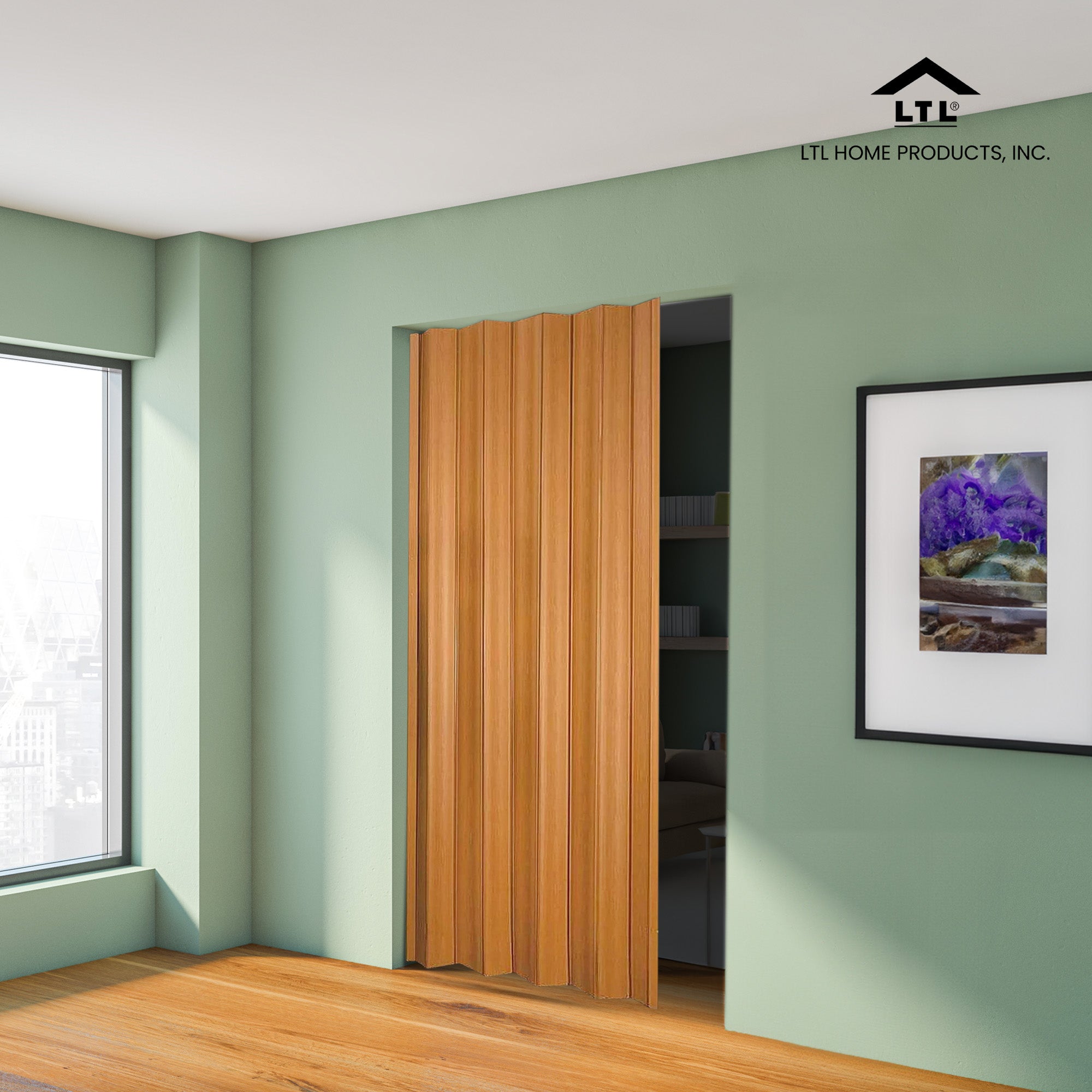 LTL Home Products Via 36" x 80" Vinyl Hinged Single Folding Door, Fruitwood - Smart-nests