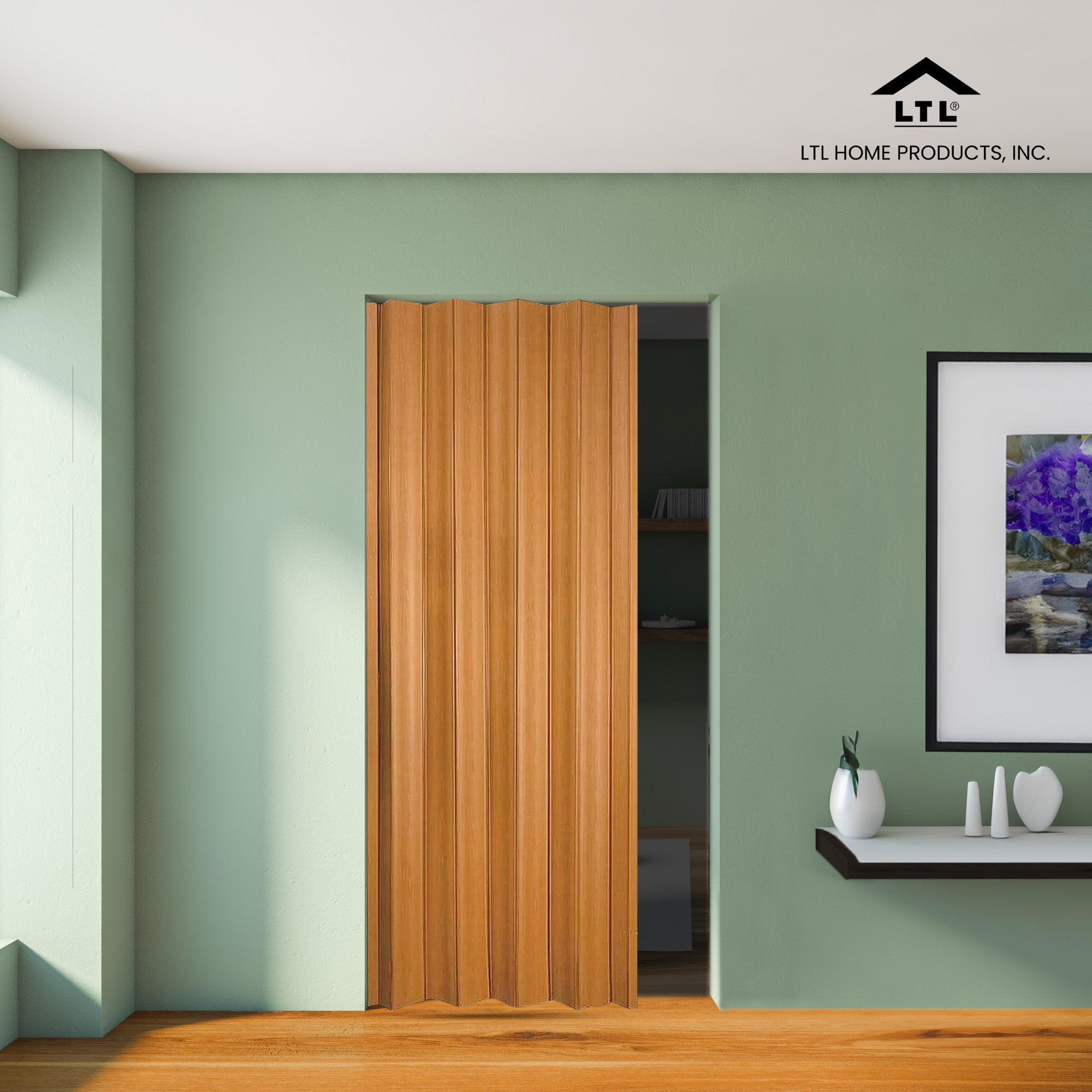 LTL Home Products Via 36" x 80" Vinyl Hinged Single Folding Door, Fruitwood - Smart-nests