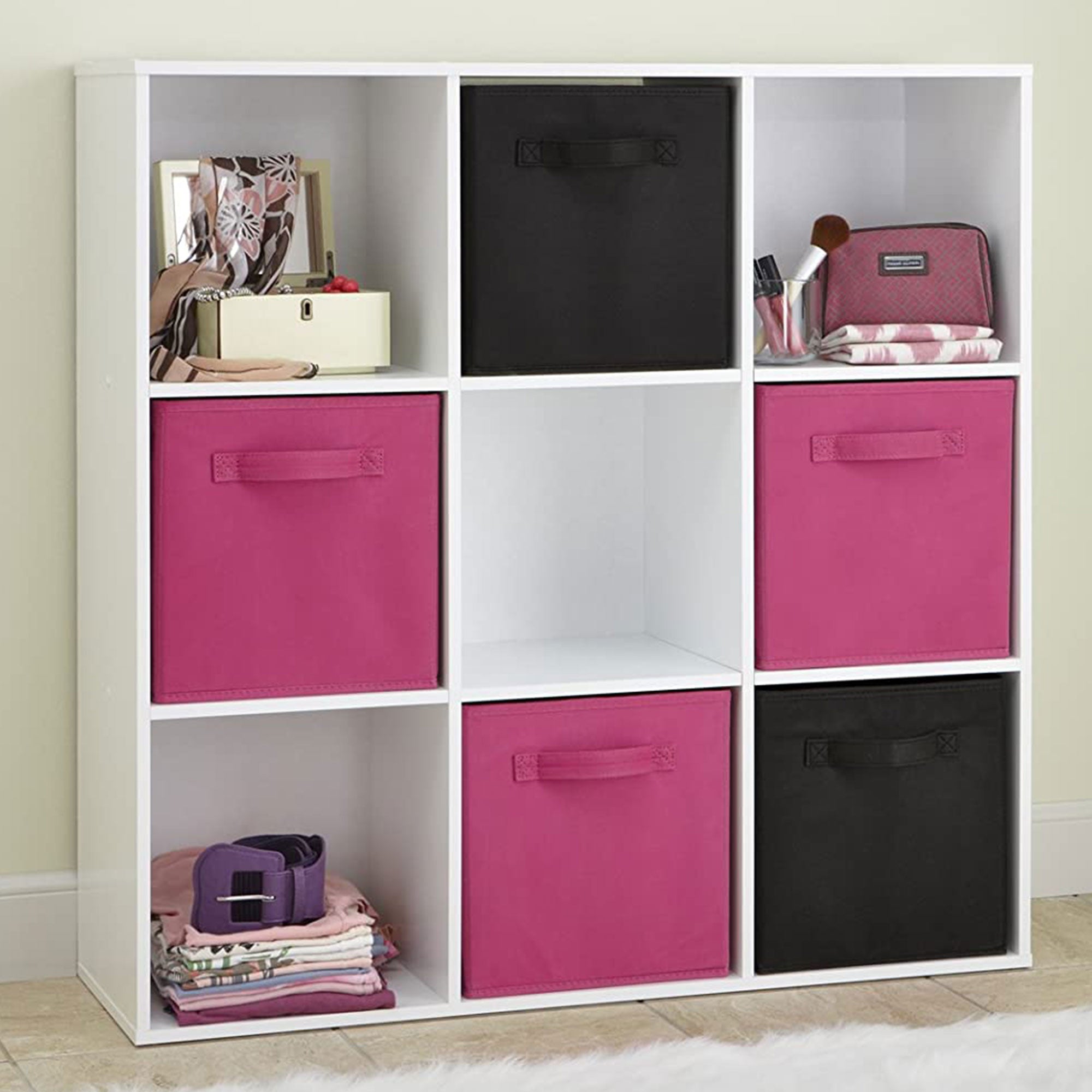 ClosetMaid 9 Cube Wood Stackable Open Bookcase Display Shelf Organizer, White - Smart-nests