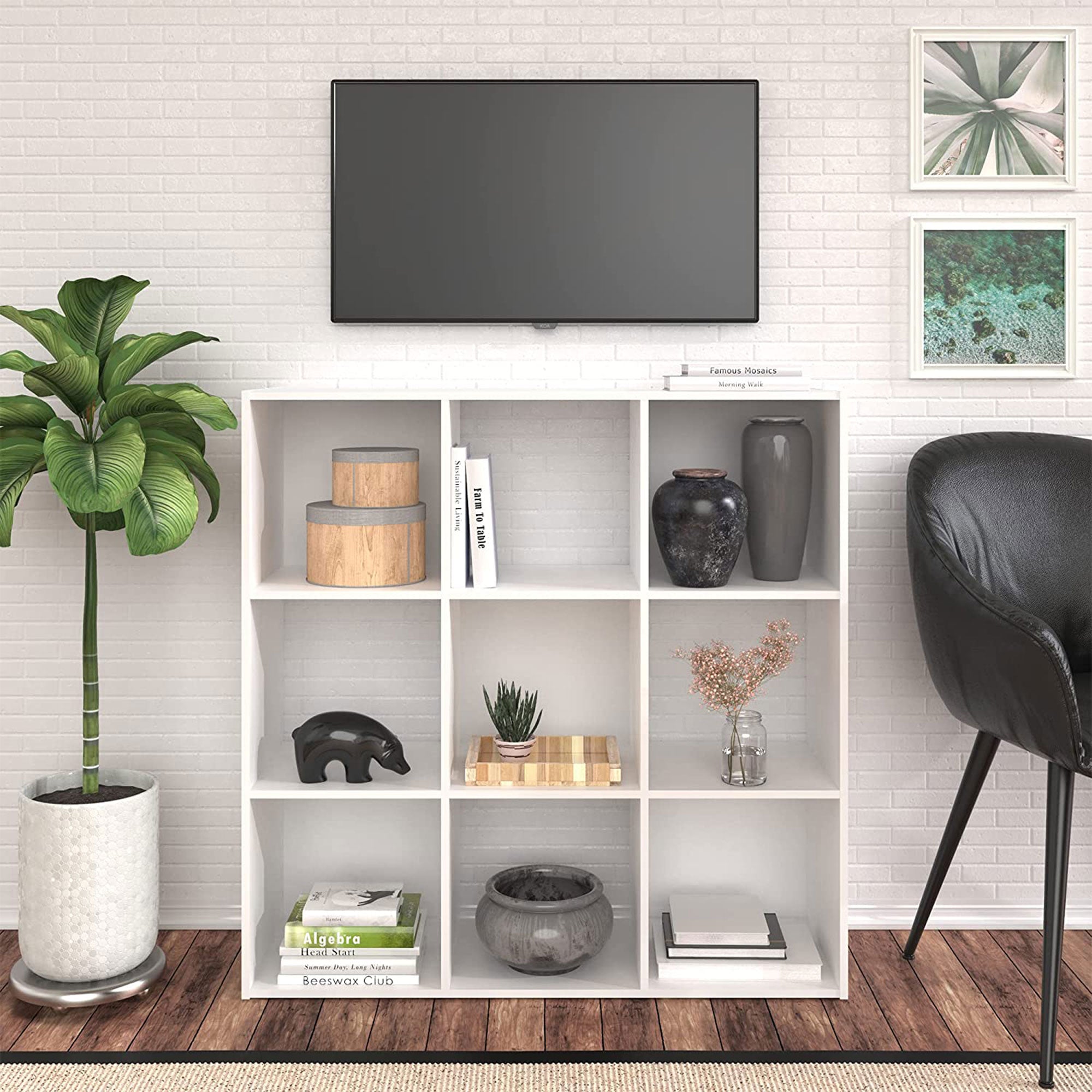 ClosetMaid 9 Cube Wood Stackable Open Bookcase Display Shelf Organizer, White - Smart-nests