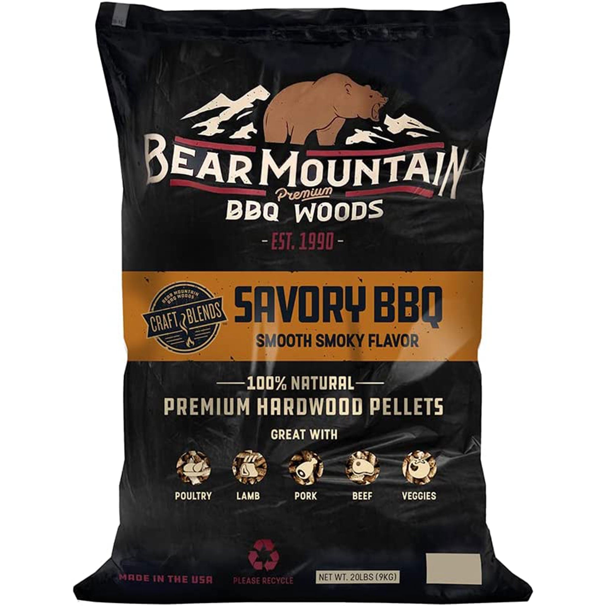 Bear Mountain BBQ Hardwood Savory Craft Blends Grill Smoker Pellets, 20 Pounds - Smart-nests