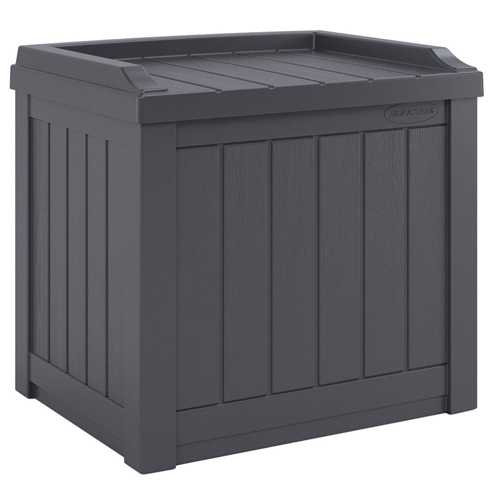 Suncast 22 Gallon Outdoor Patio Small Deck Box with Storage Seat, Cyberspace - Smart-nests