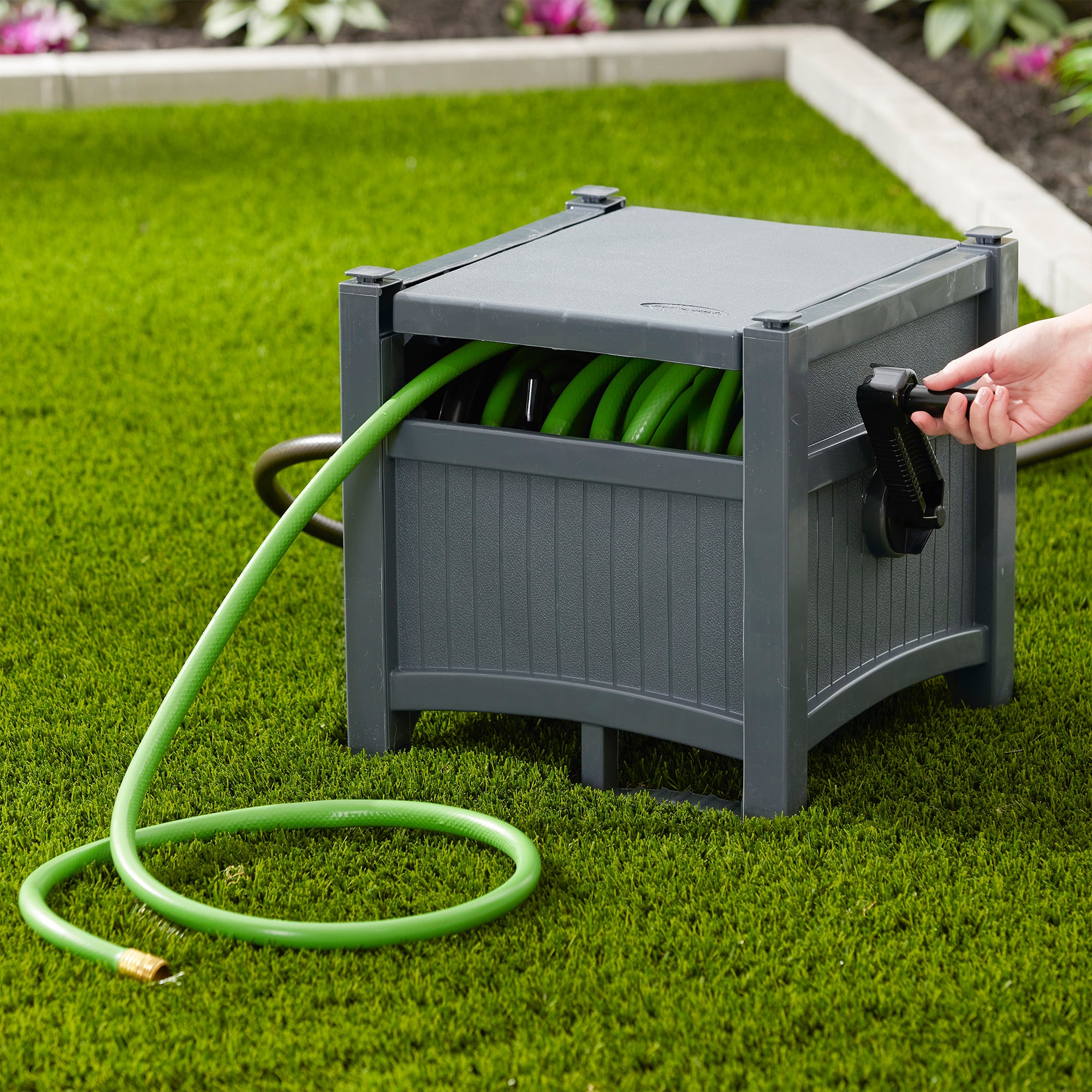 Suncast Hideaway 100 Ft Garden Hose Reel for 5/8 Inch Hoses, Cyberspace (2 Pack) - Smart-nests