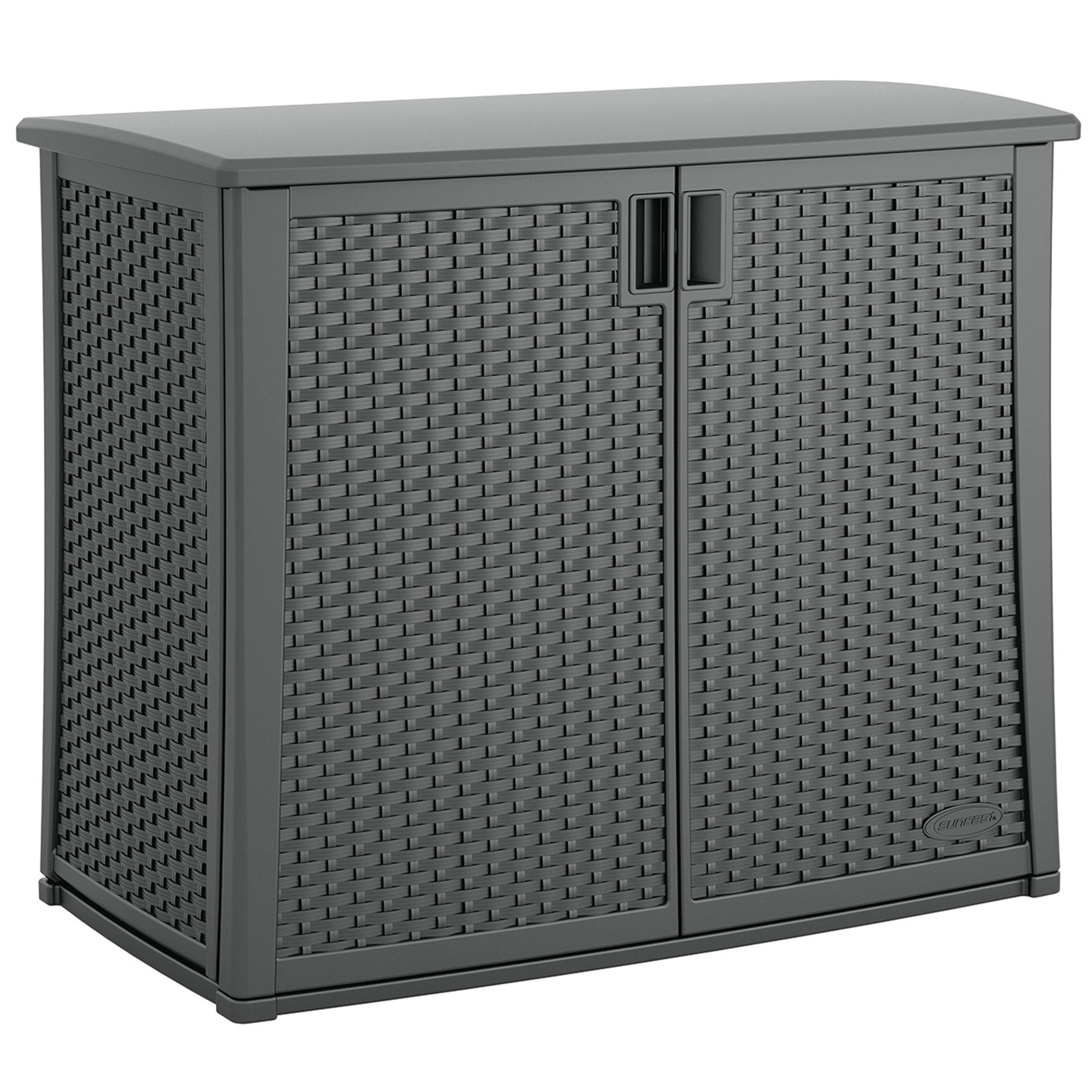 Suncast Lockable Outdoor Cabinet Deck Storage Box w/ Adjustable Shelf (2 Pack) - Smart-nests