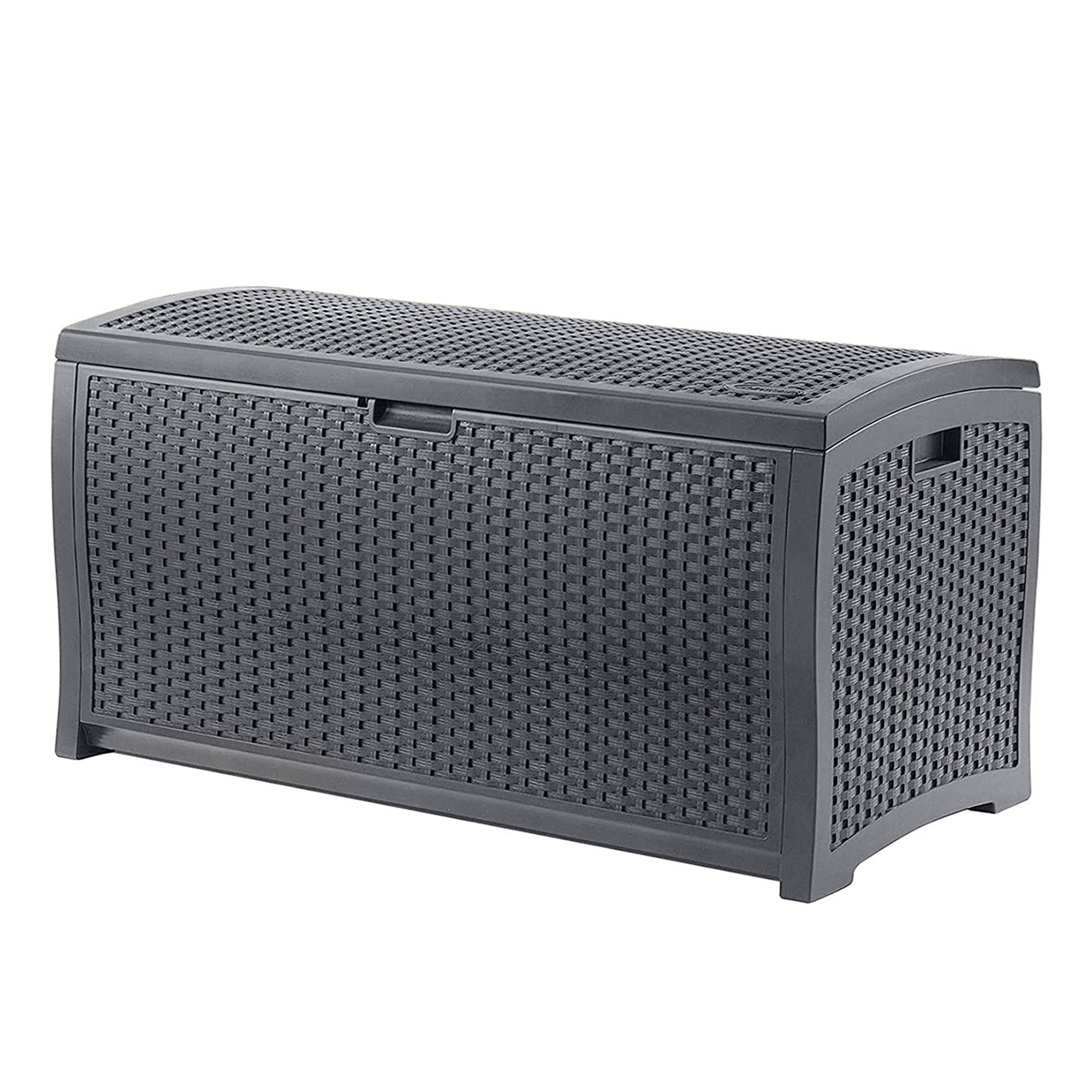 Suncast 73 Gallon Wicker Outdoor Patio Storage Deck Box, Cyberspace (2 Pack) - Smart-nests