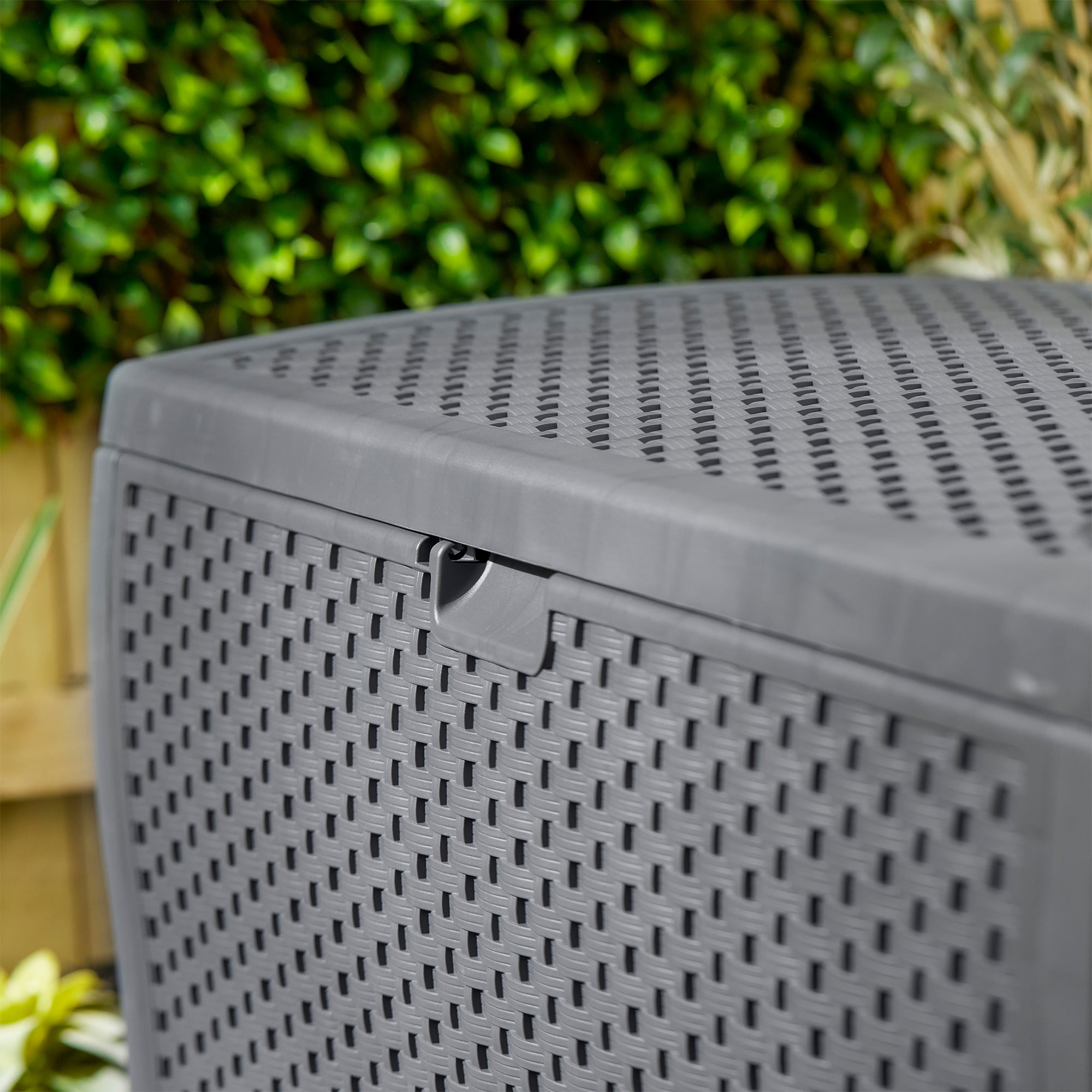 Suncast 73 Gallon Wicker Outdoor Patio Storage Deck Box, Cyberspace (2 Pack) - Smart-nests
