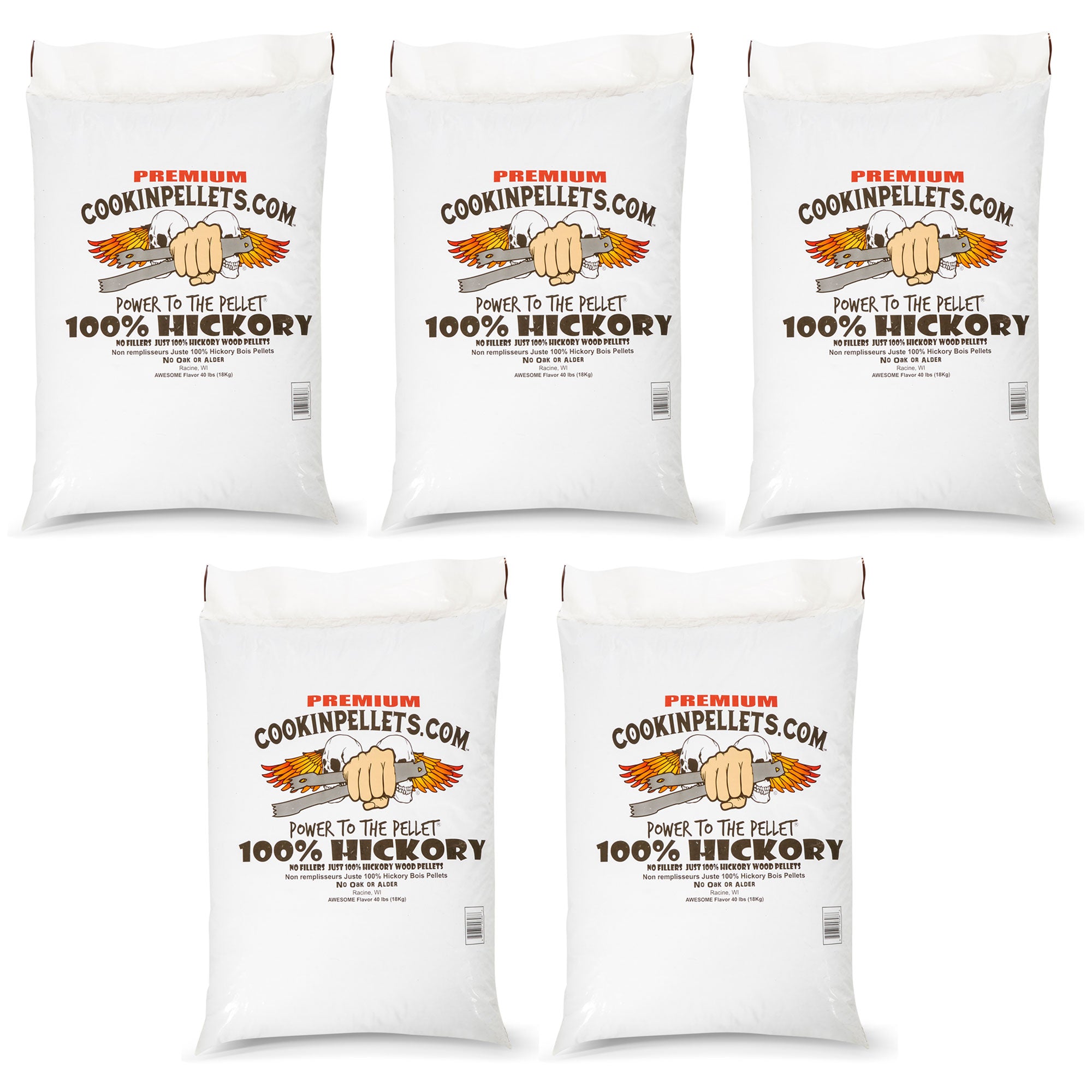 CookinPellets 40 lb Premium Hickory Hardwood Grill Smoker Wood Pellets (5 Pack) - Smart-nests