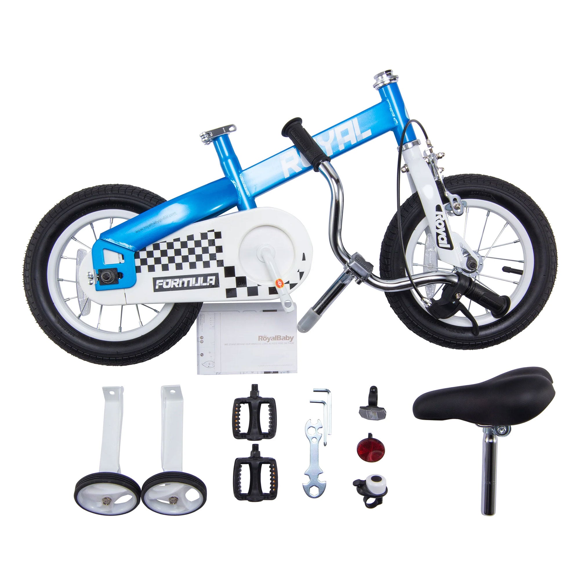 RoyalBaby Formula 12 Inch Kids Bike with Training Wheels & Coaster Brake, Blue - Smart-nests