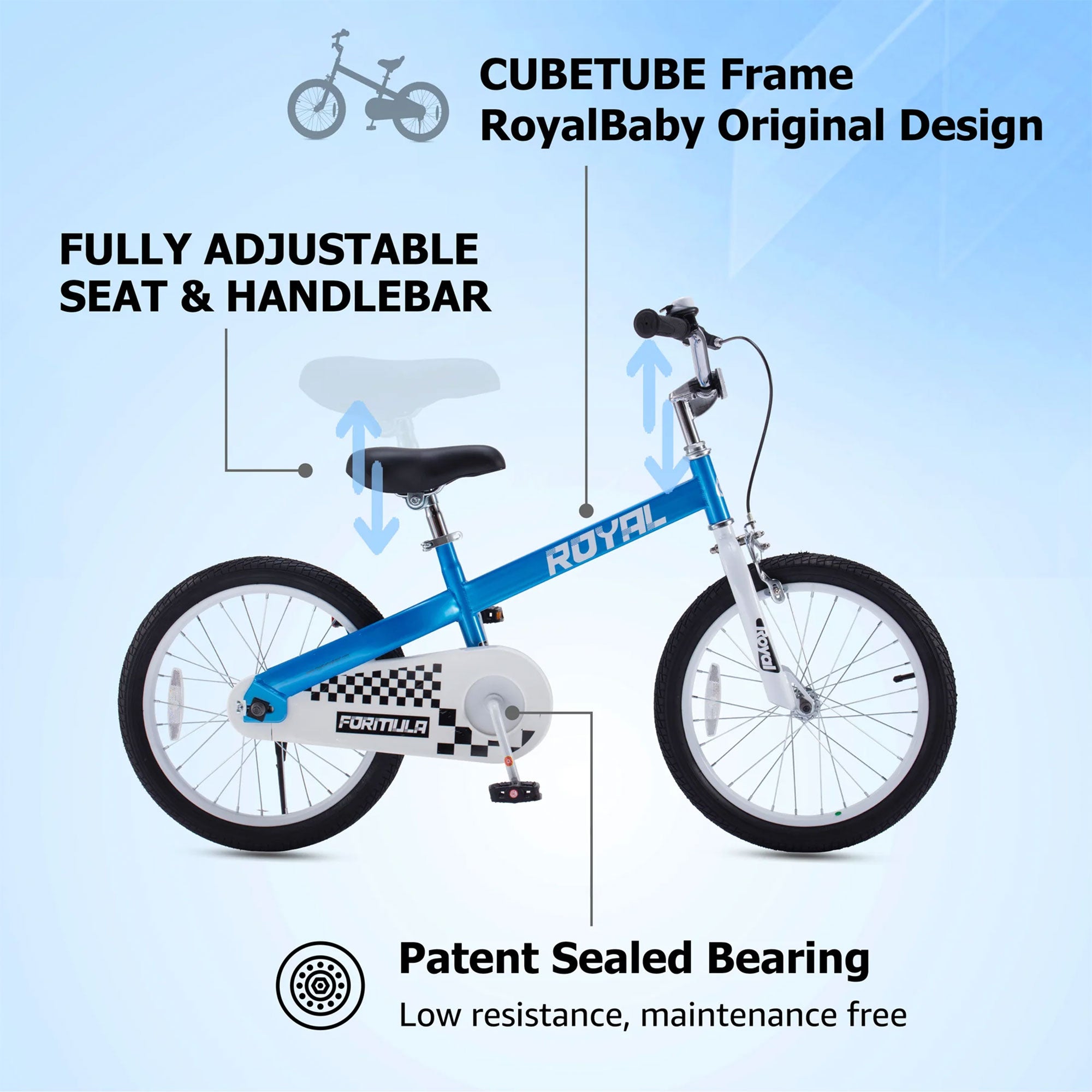 RoyalBaby Formula 12 Inch Kids Bike with Training Wheels & Coaster Brake, Blue - Smart-nests